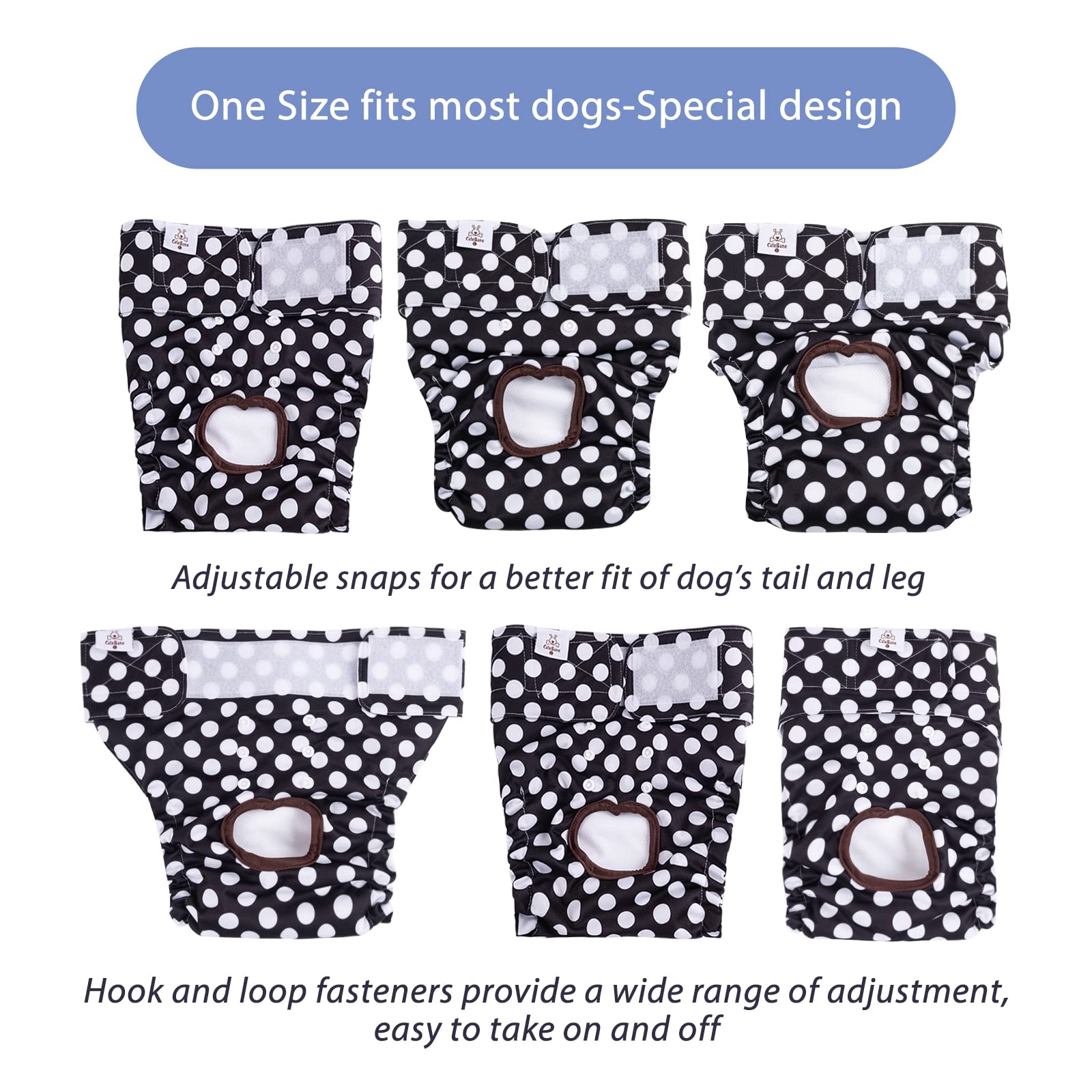Cutebone Washable Female Dog Diapers 4 Pack Reusable Doggie Heat Diapers For Period Fmg01Xl
