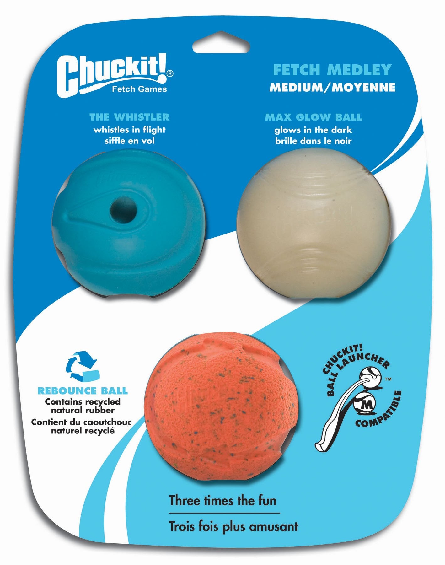 Chuckit Medium Fetch Medley Balls 25-Inch, 3-Pack