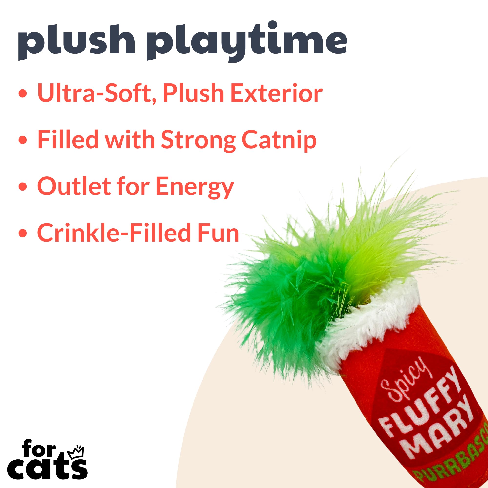 Huxley & Kent Plush Cat Toy - Fluffy Mary - Snack Attack Strong Catnip And Crinkle Filled Cat Toy - Kittybelles