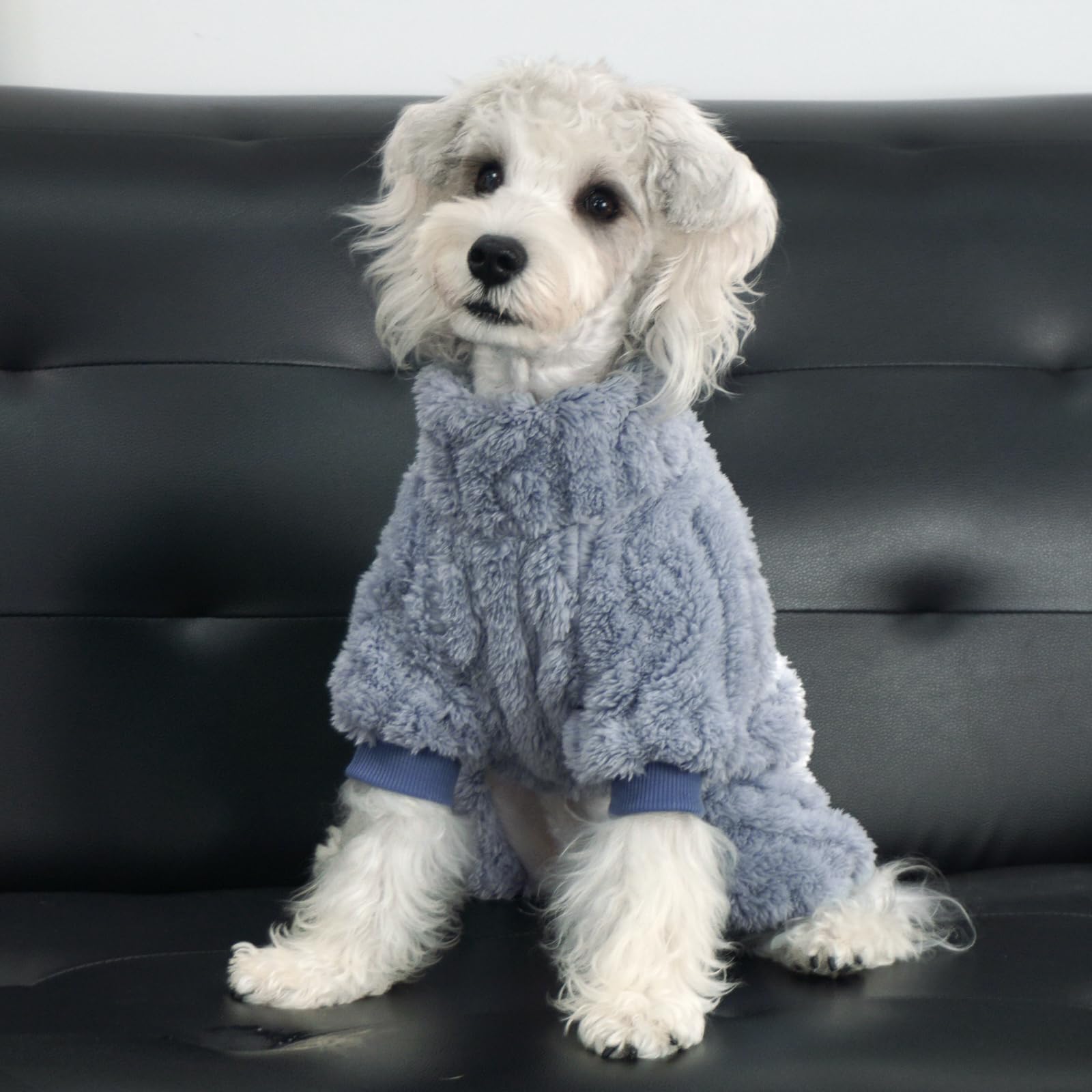 Xpudac Dog Sweater, Dog Winter Clothes For Small Medium Dogs Girl Boy Fleece Pet Pajamas For Winter Christmas,Blue-Xx-Small