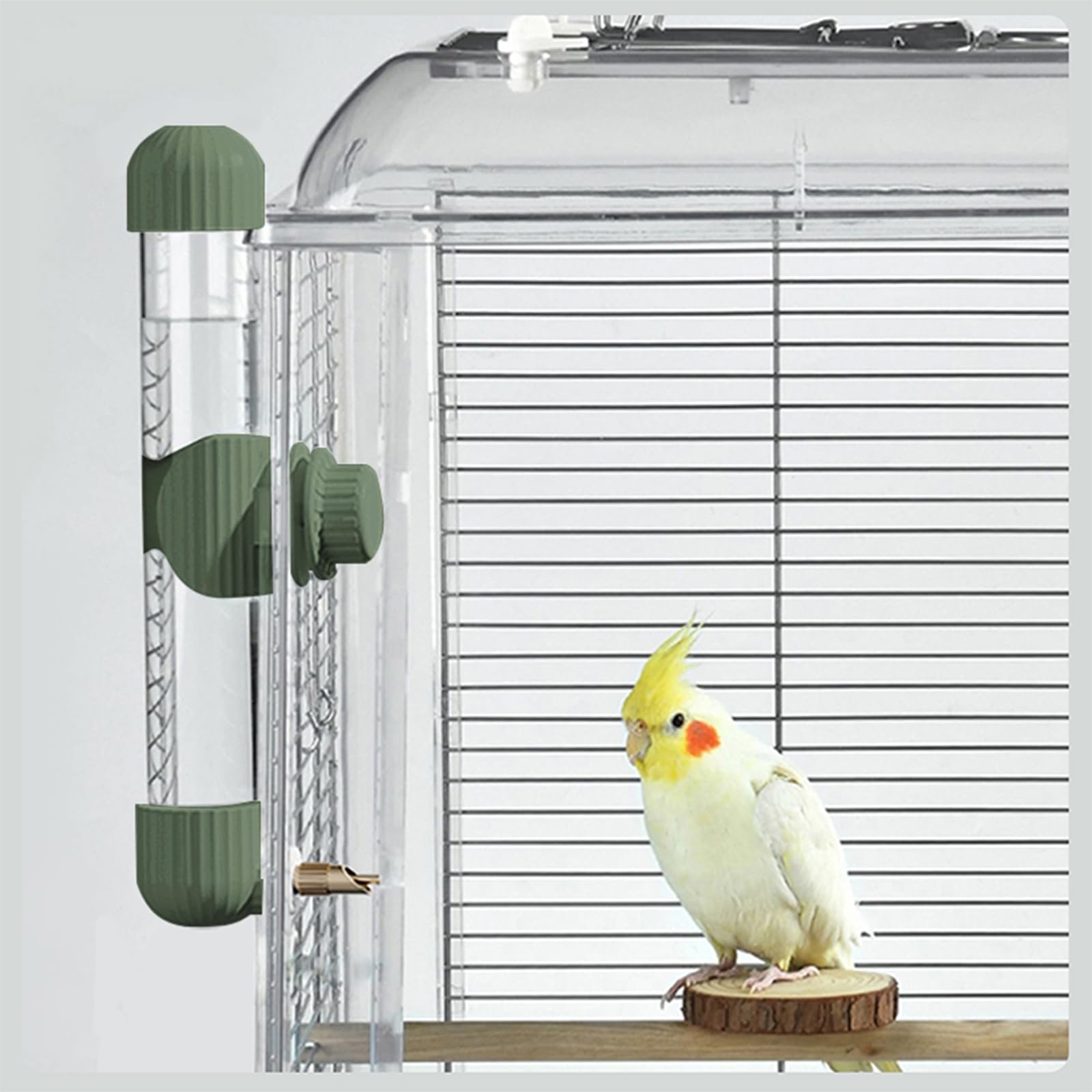9.4 Fl Oz No Mess Bird Water Dispenser, Automatic Parrot Water Feeder With Spring Valve, Clear Cage Water Drinker For Parakeets