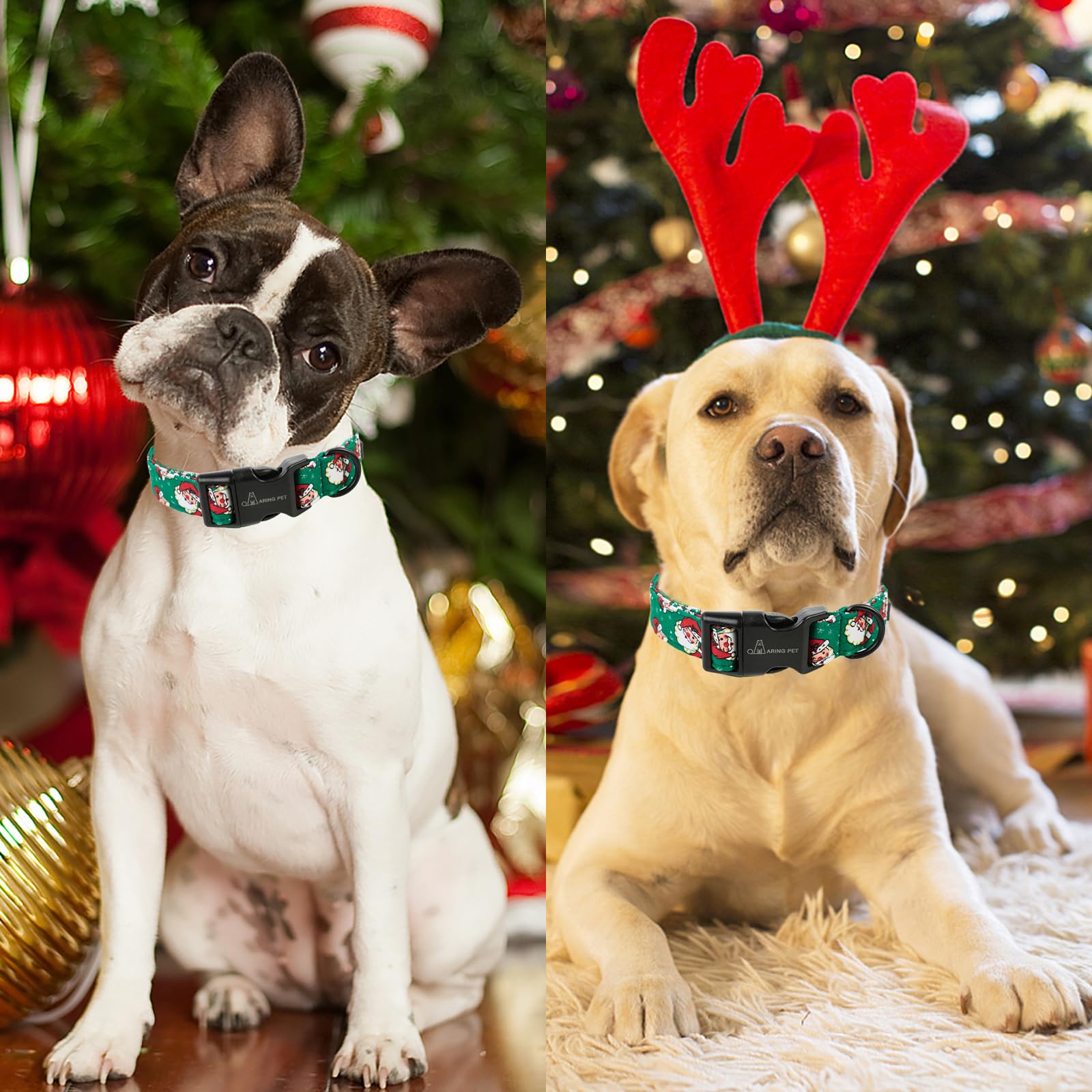 Aring Pet Christmas Dog Collar-Cute Cotton Santa Claus Dog Collar, Adjustable Lightweight Christmas Pet Collars Puppy Collar Wit