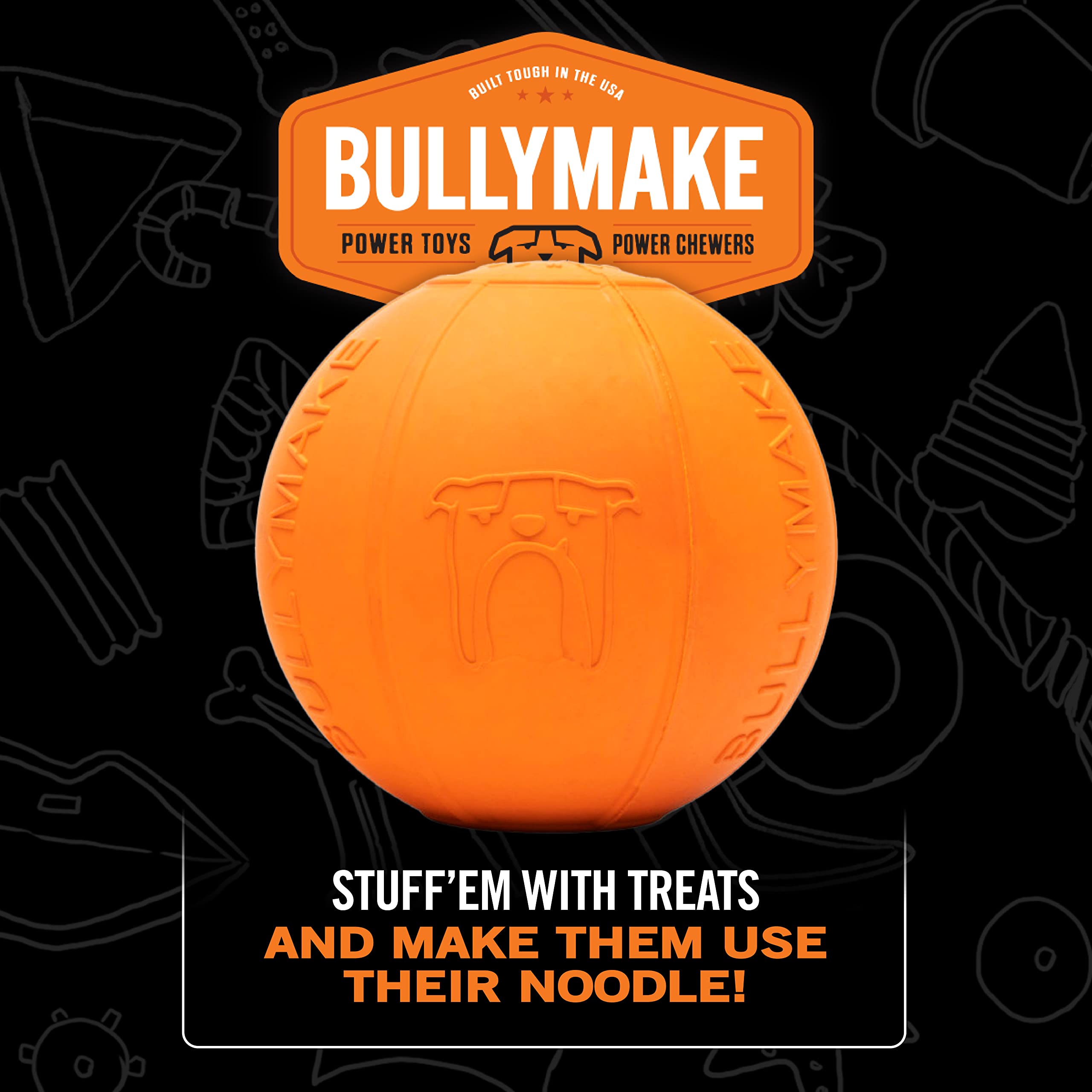 Bullymake - Beach Ball Rubber Chew Toy For Dogs - Rubber Toy For Dogs - Made In Usa - Treat Stuffing Toy