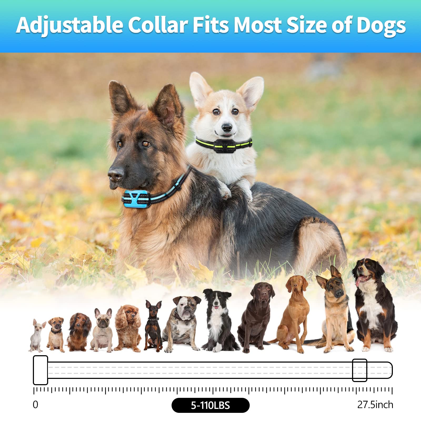 Dog Training Collar, Shock Collar With Remote For Large Medium Small Dogs, Rechargeable Electric Dog Training Collar Ip67 Waterp