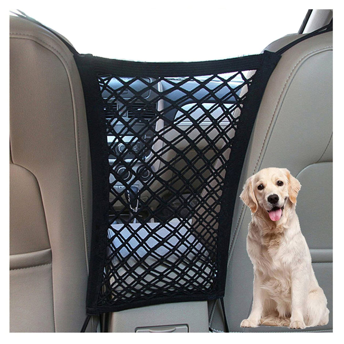 Dykeson Dog Car Net Barrier Pet Barrier With Auto Safety Mesh Organizer Baby Stretchable Storage Bag Universal For Cars, Suvs -Easy Install, Car Divider For Driving Safely With Children & Pets