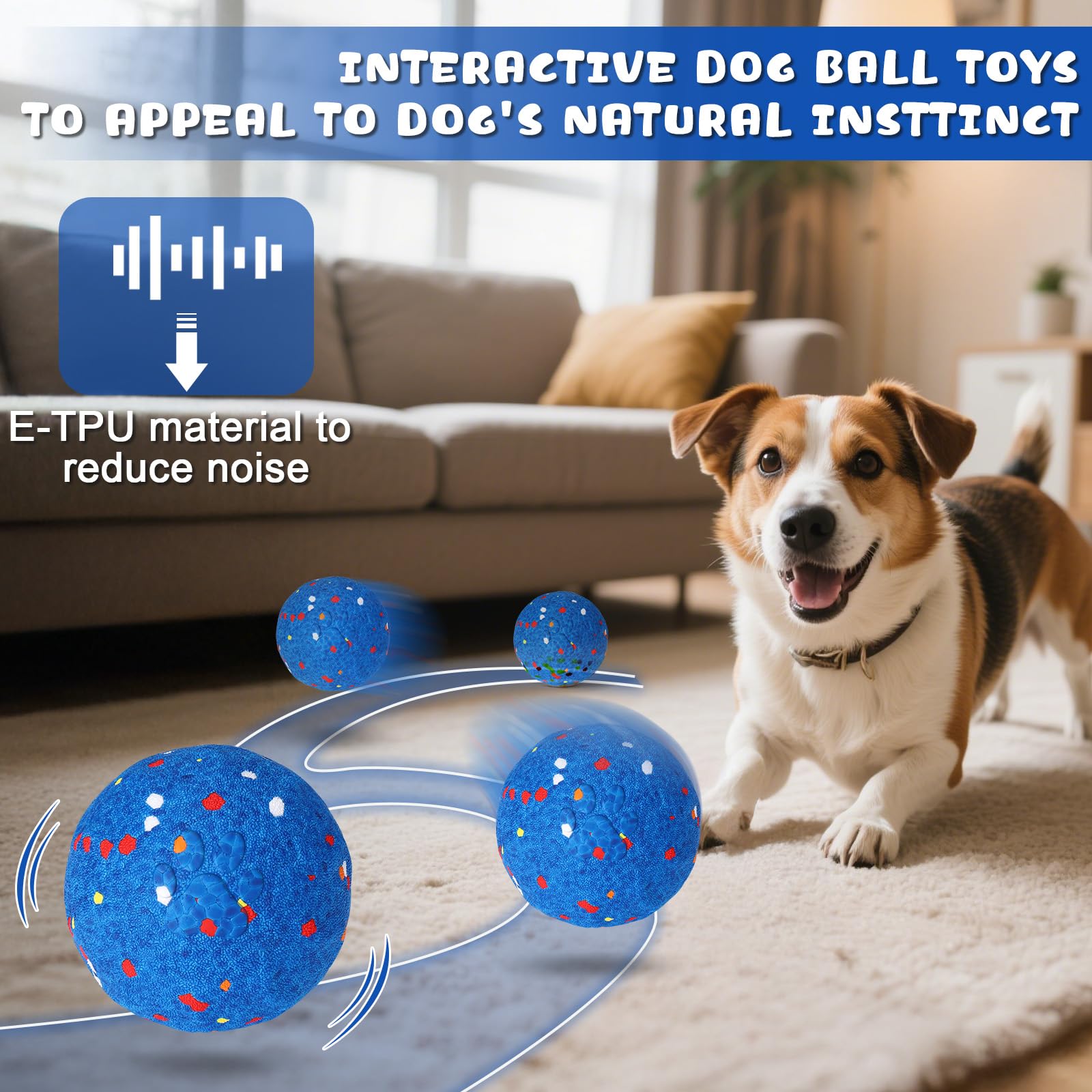 Baborui E-Tpu Interactive Dog Ball, Automatic Interactive Dog Toys For Aggressive Chewers, Rechargeable Indestructible Dogs Ball