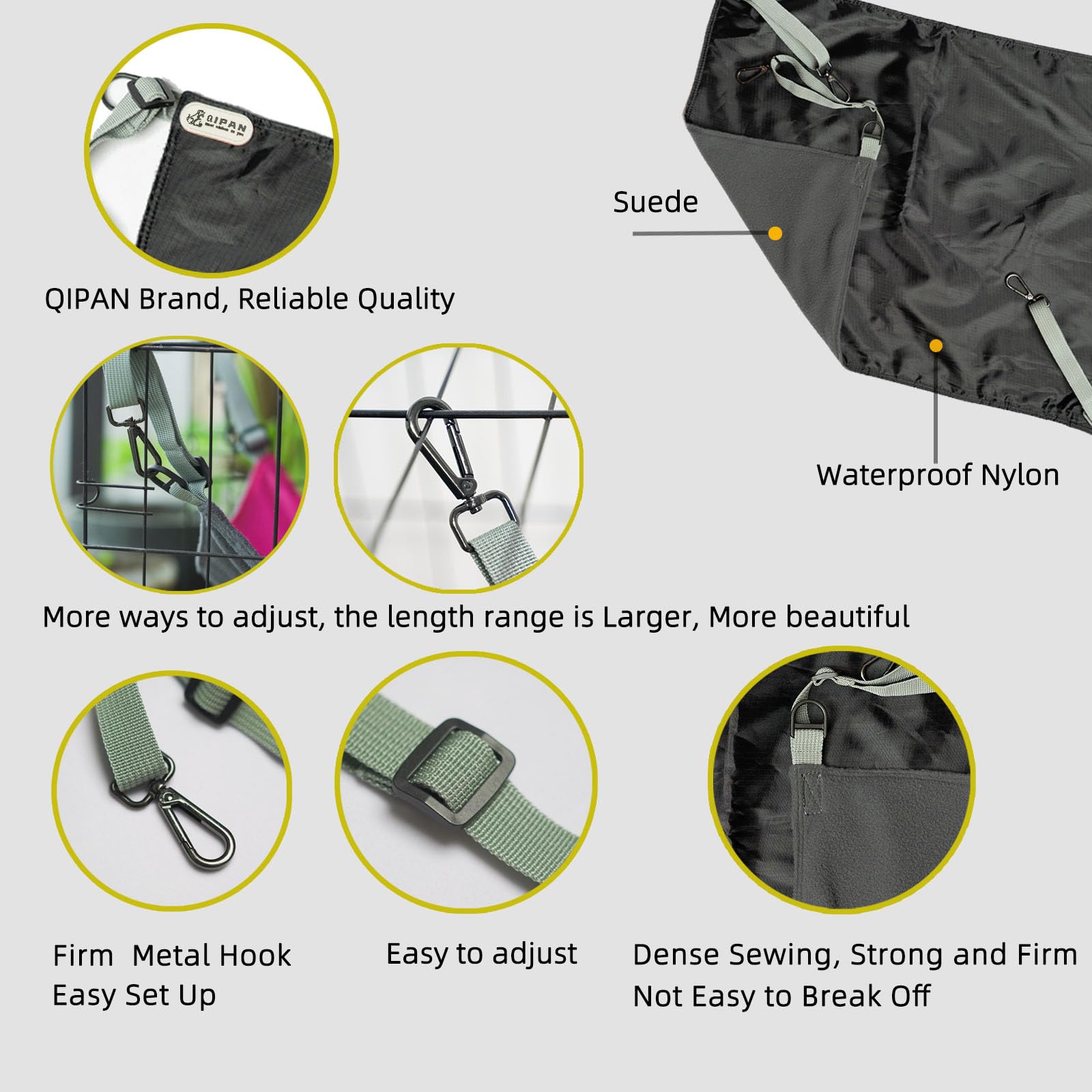 Qipan Cat Hammock For Cage - Hanging Washable Soft Outdoor Mat, Waterproof Cooling Bed For Large Kittens 26In*20In (Xx-Large, Bl