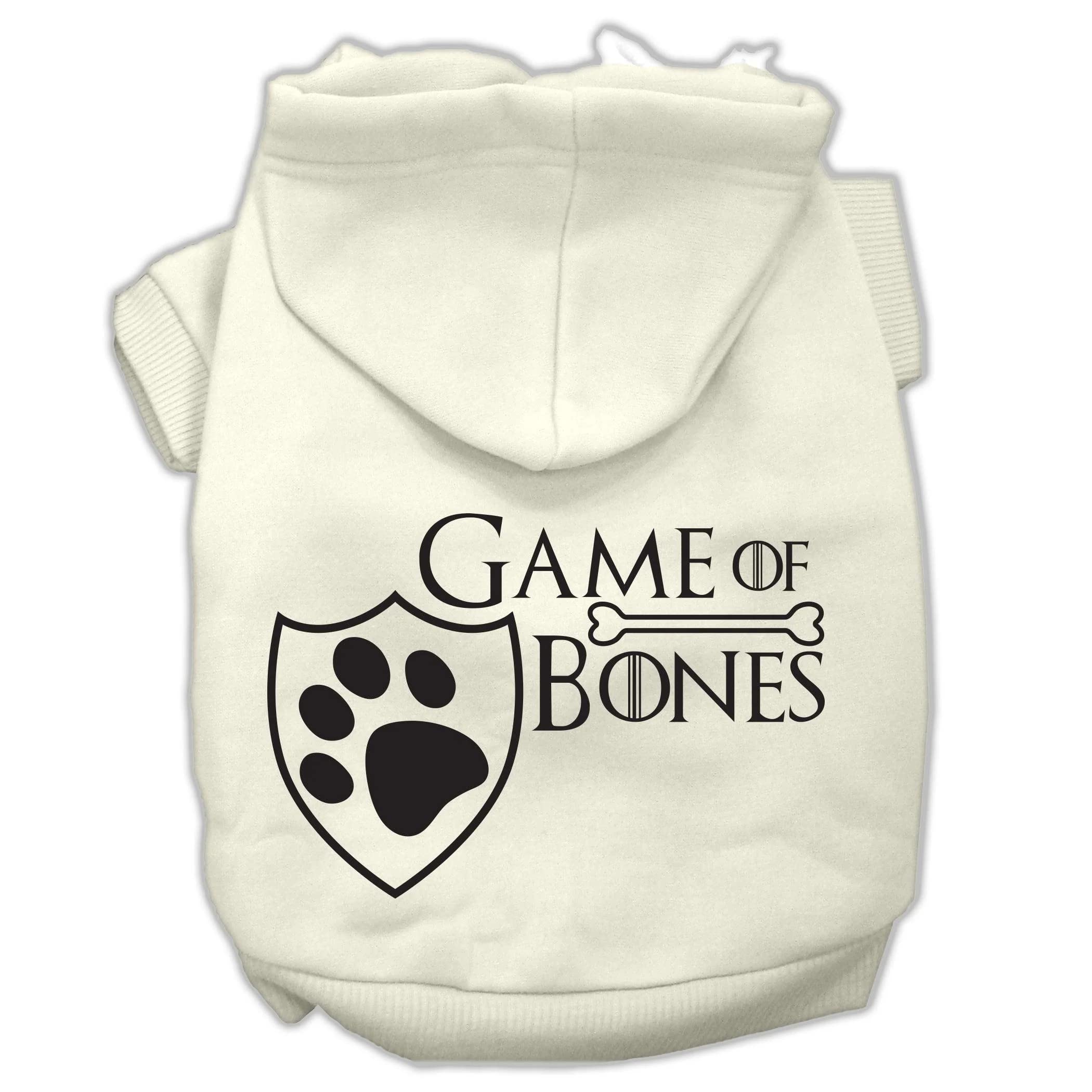 Pet Dog & Cat Hoodie Screen Printed, 'Game Of Bones' Cream 2Xl (20-25 Lbs.)