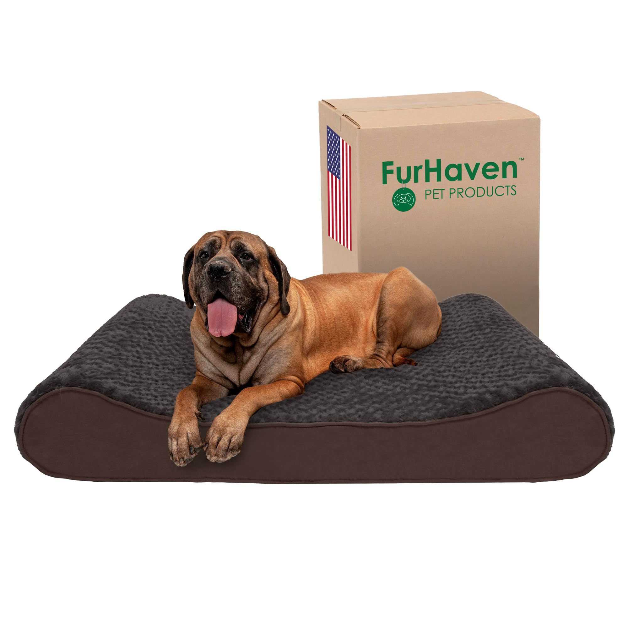 Furhaven Cooling Gel Dog Bed for Large Dogs w/ Removable Washable Cover, For Dogs Up to 150 lbs - Ultra Plush Faux Fur & Suede L