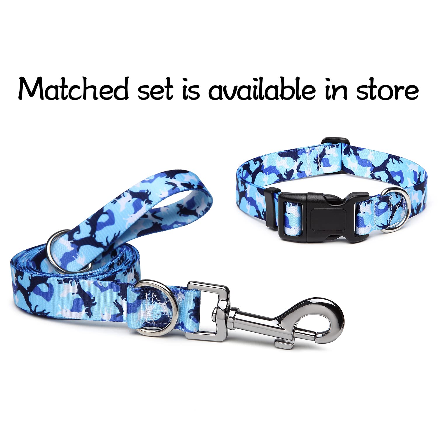 Suredoo Adjustable Dog Collar With Patterns, Ultra Comfy Soft Nylon Breathable Pet Collar For Small Medium Large Dogs (M, Dog Camouflage Blue)