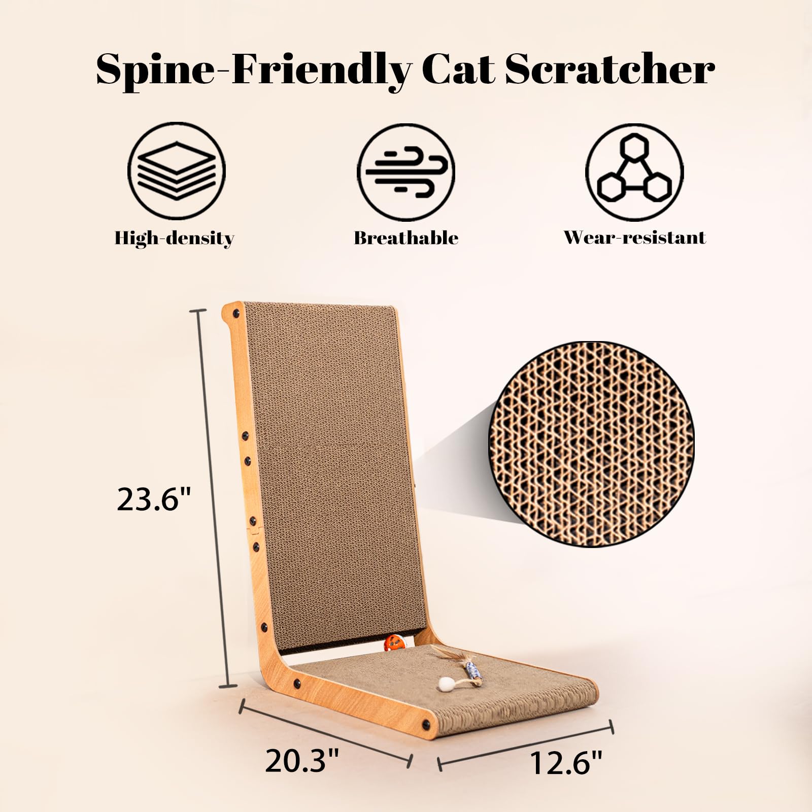 Cheerhome Pets Widen Cat Scratcher L Shaped Cat Scratching Board For Indoor Cats 12.6''X23.6'' Vertical Cat Scratch Cardboard Ca