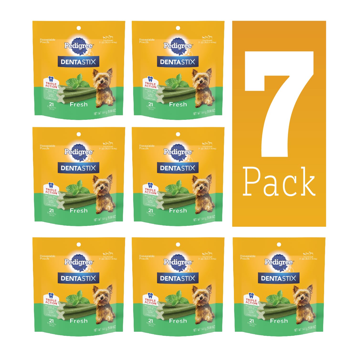 Pedigree Dentastix Dental Care Treats Toy & Small Breed Fresh Flavor, 21 Treats (Pack of 7)