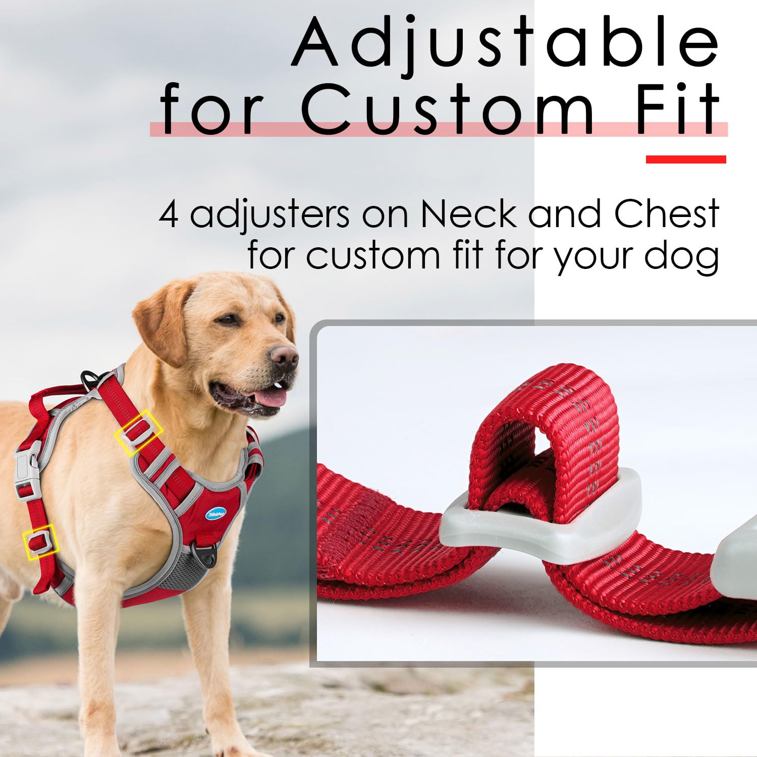 Thinkpet No Pull Harness Breathable Sport Harness With Handle-Dog Harnesses Reflective Adjustable For Medium Large Dogs,Back/Front Clip For Easy Control S Dark Red