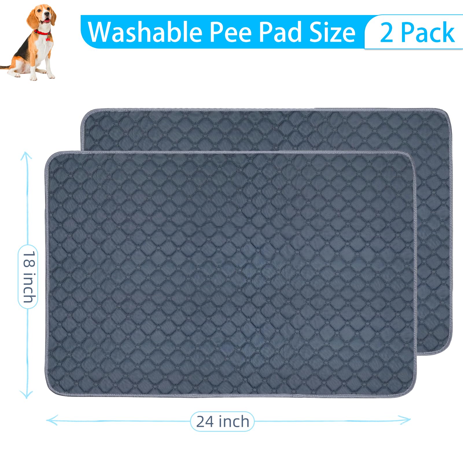 Greatbond Reusable Puppy Pads, 2 Pack Washable Pee Pads For Dogs, Waterproof Absorbent Wee Wee Pad, Absorbent And Leakproof Pet