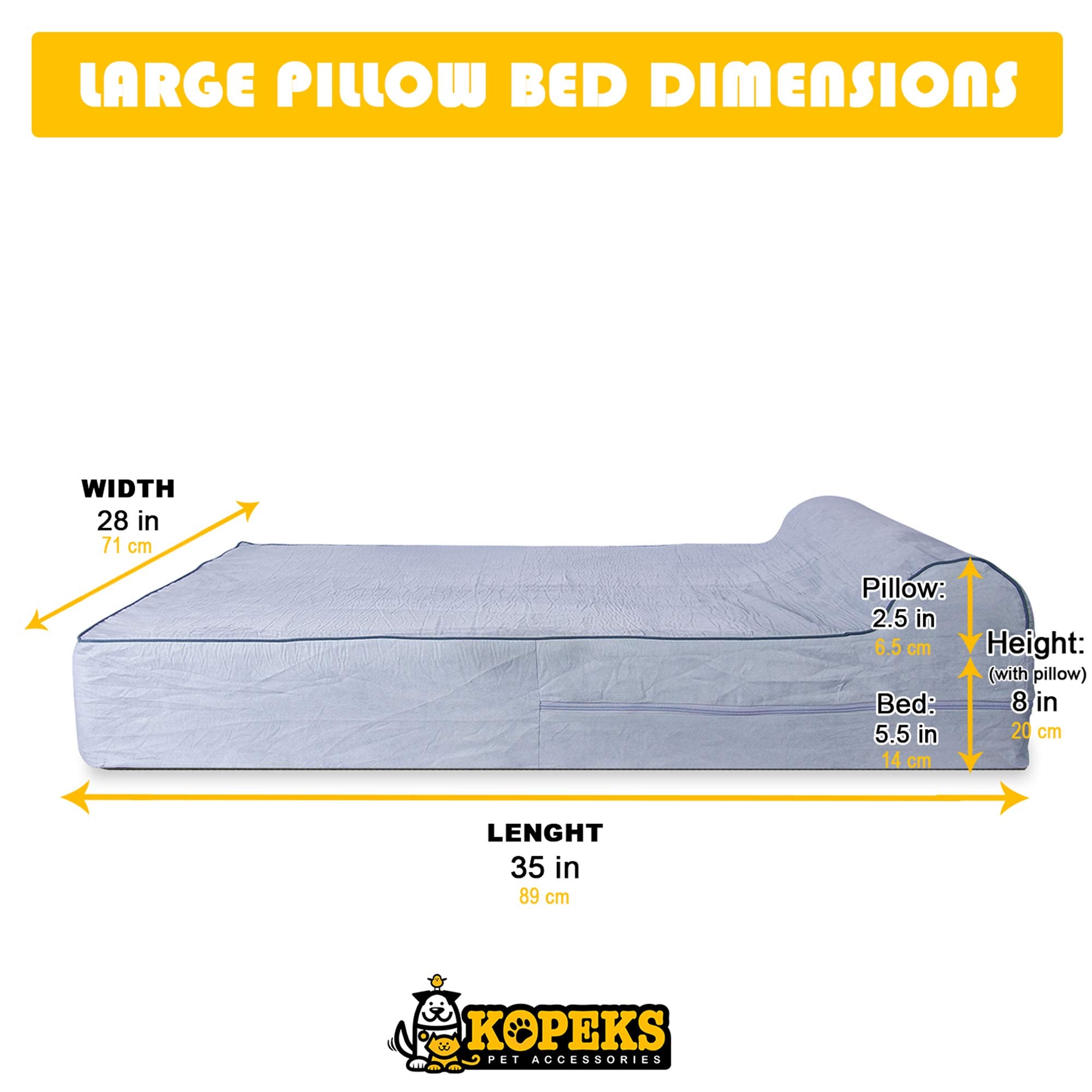 5.5-inch Thick High Grade Orthopedic Memory Foam Dog Bed With Pillow and Easy to Wash Removable Cover with Anti-Slip Bottom. Fre