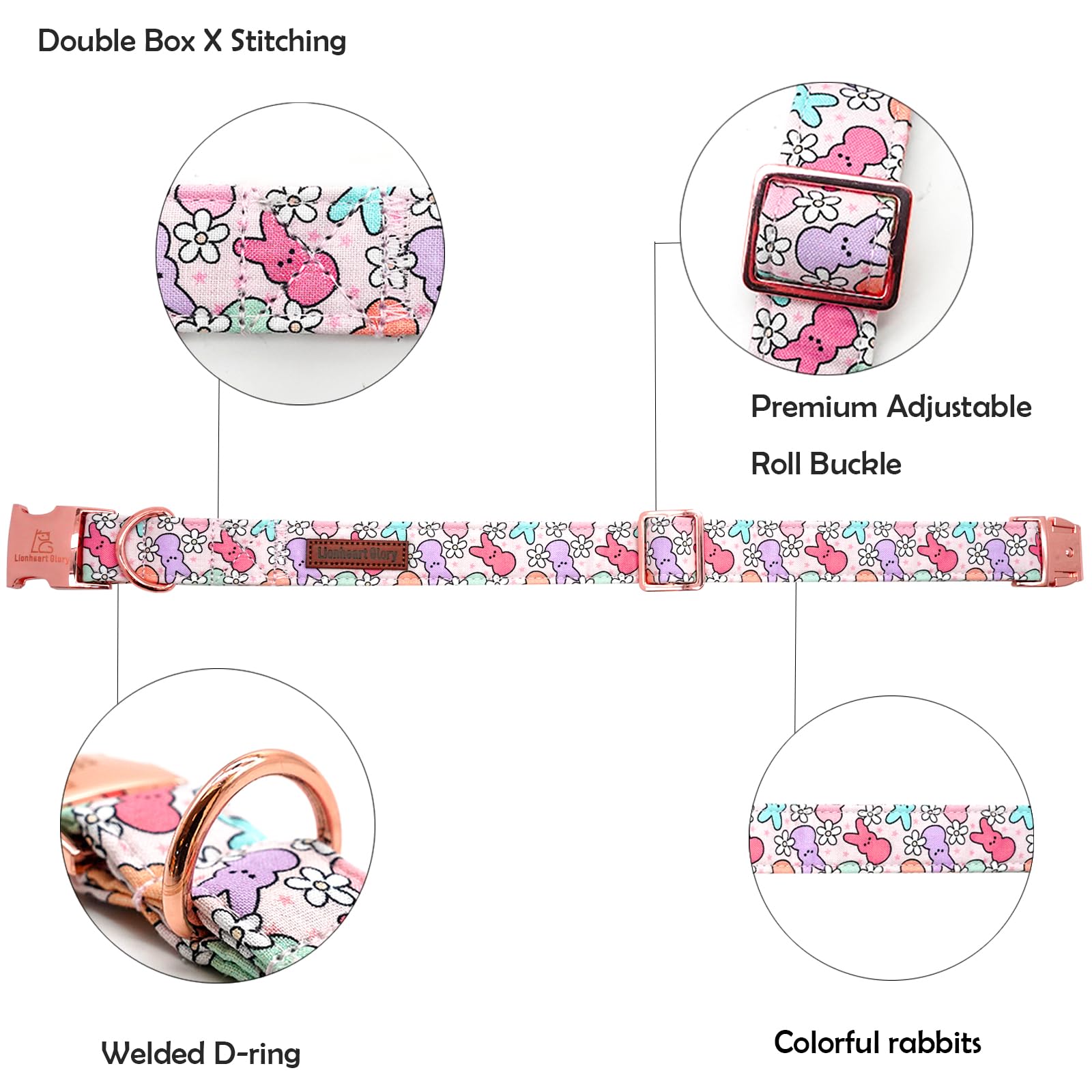 Lionheart Glory Easter Dog Collar Colorful Collar For Small Dog Collars Rabbits Print Dog Collars Spring Female Or Male Pet Gift