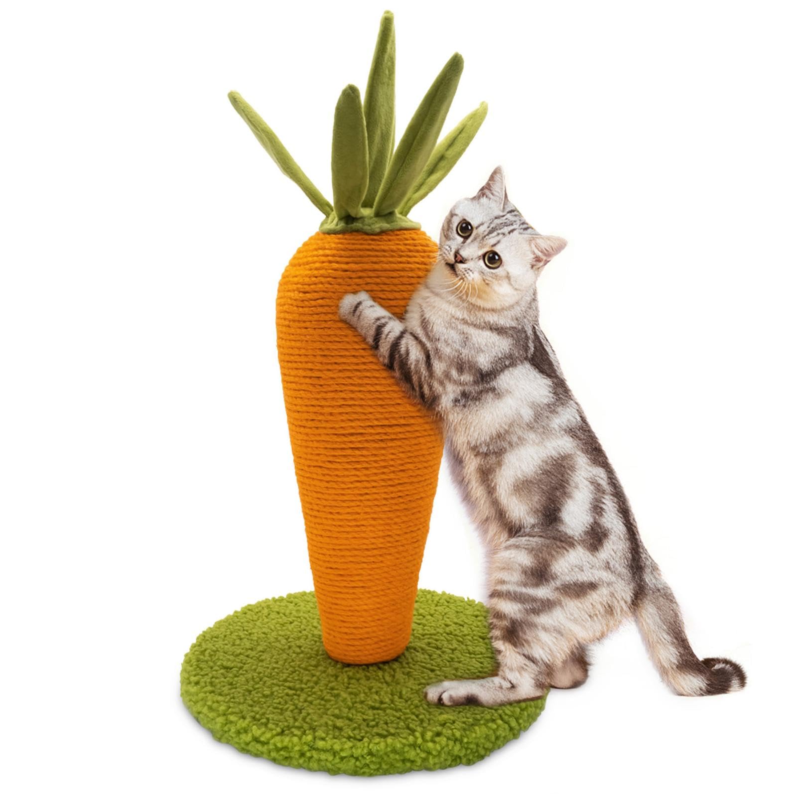 Auscat Cat Scratching Post, Cute Carrot Scratching Post, Nature Sisal Cat Scratcher For Indoor Cats And Kittens