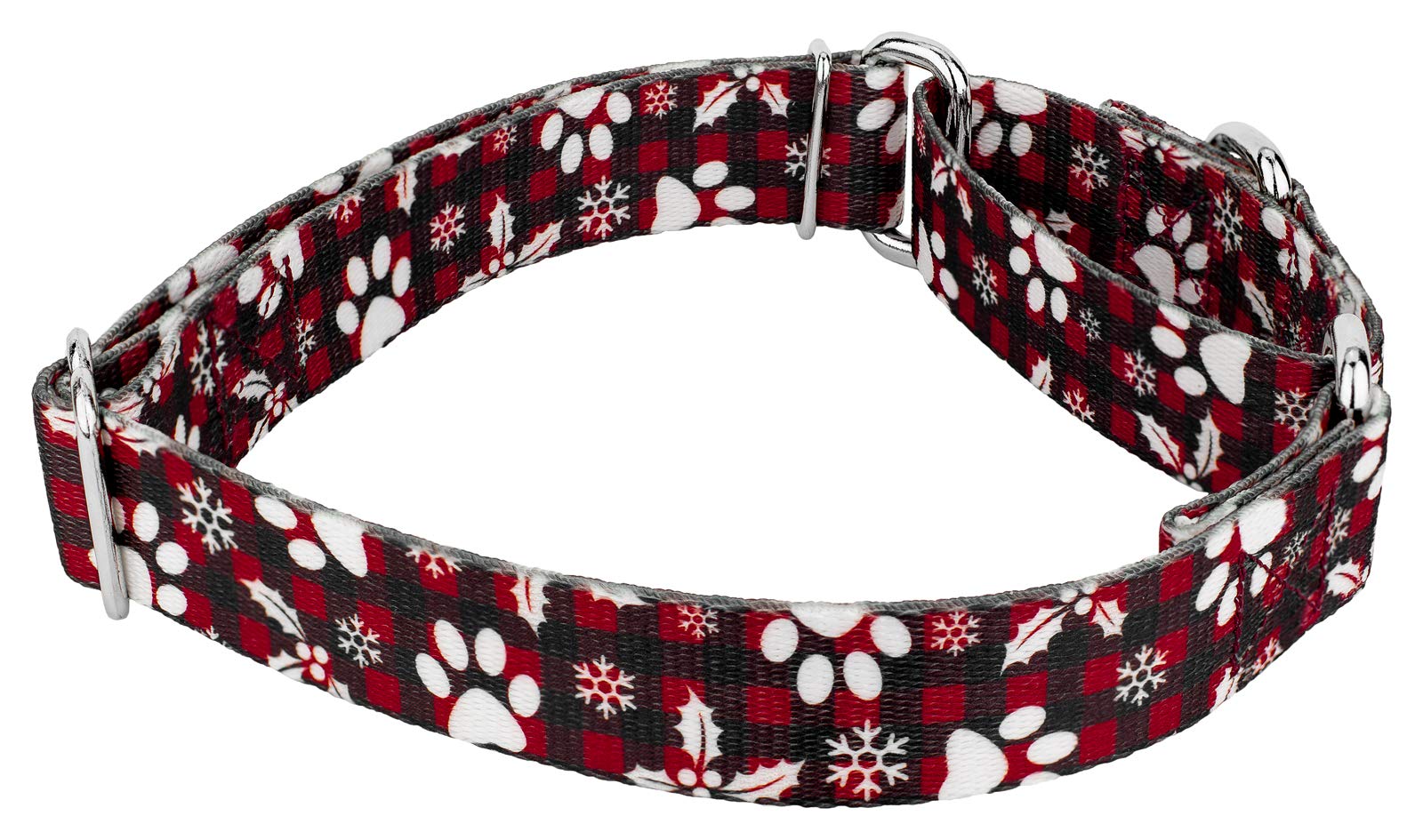 Country Brook Petz - Christmas Plaid Martingale Dog Collar And Leash - Christmas Collection Featuring Festive Designs (1 Inch, Medium)