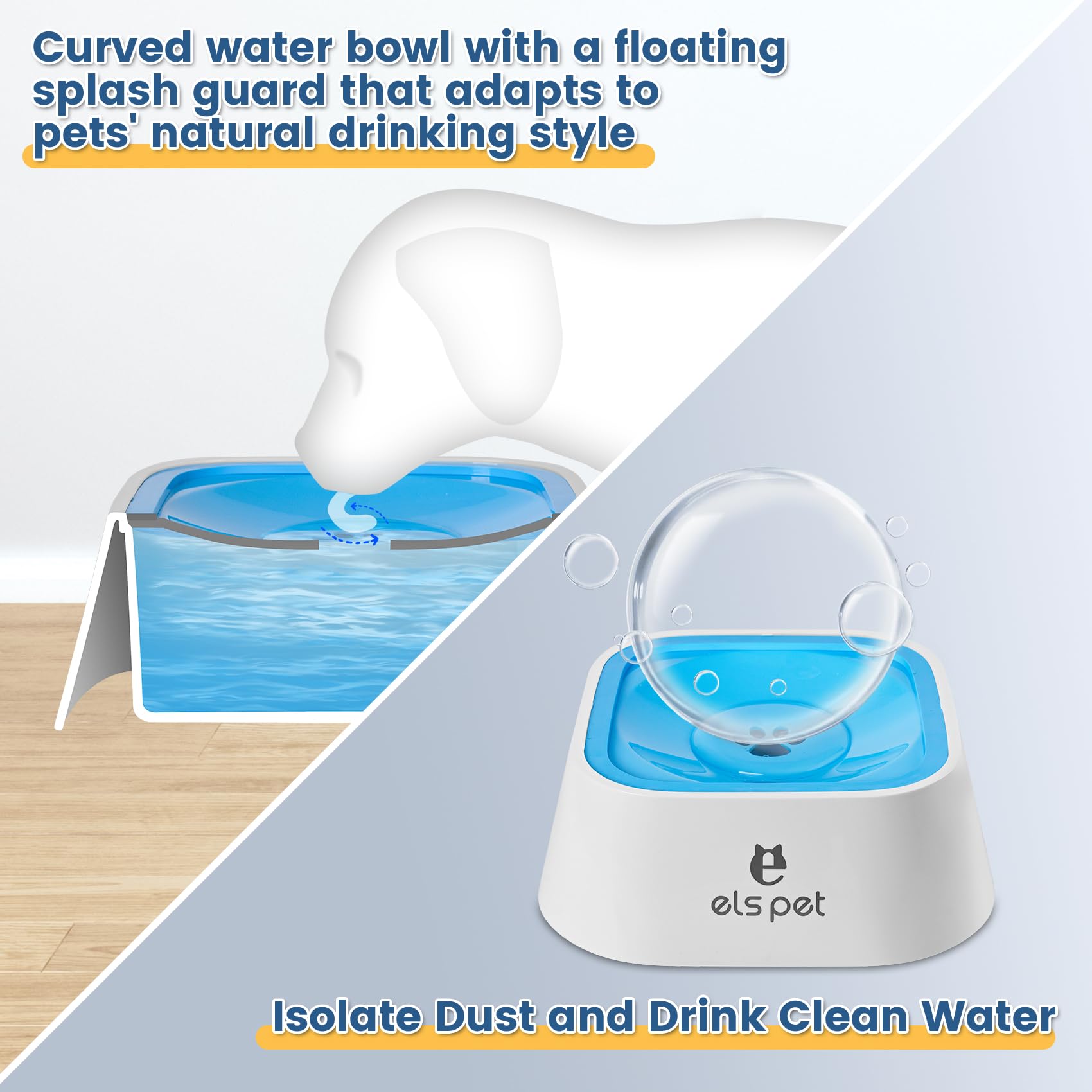 Yunoentona Dog Water Bowl No Spill, 35Oz Slow Water Bowl For Dogs, Bpa-Free, Anti-Splash & No-Slip Design, 1L Vehicle Carried Tr