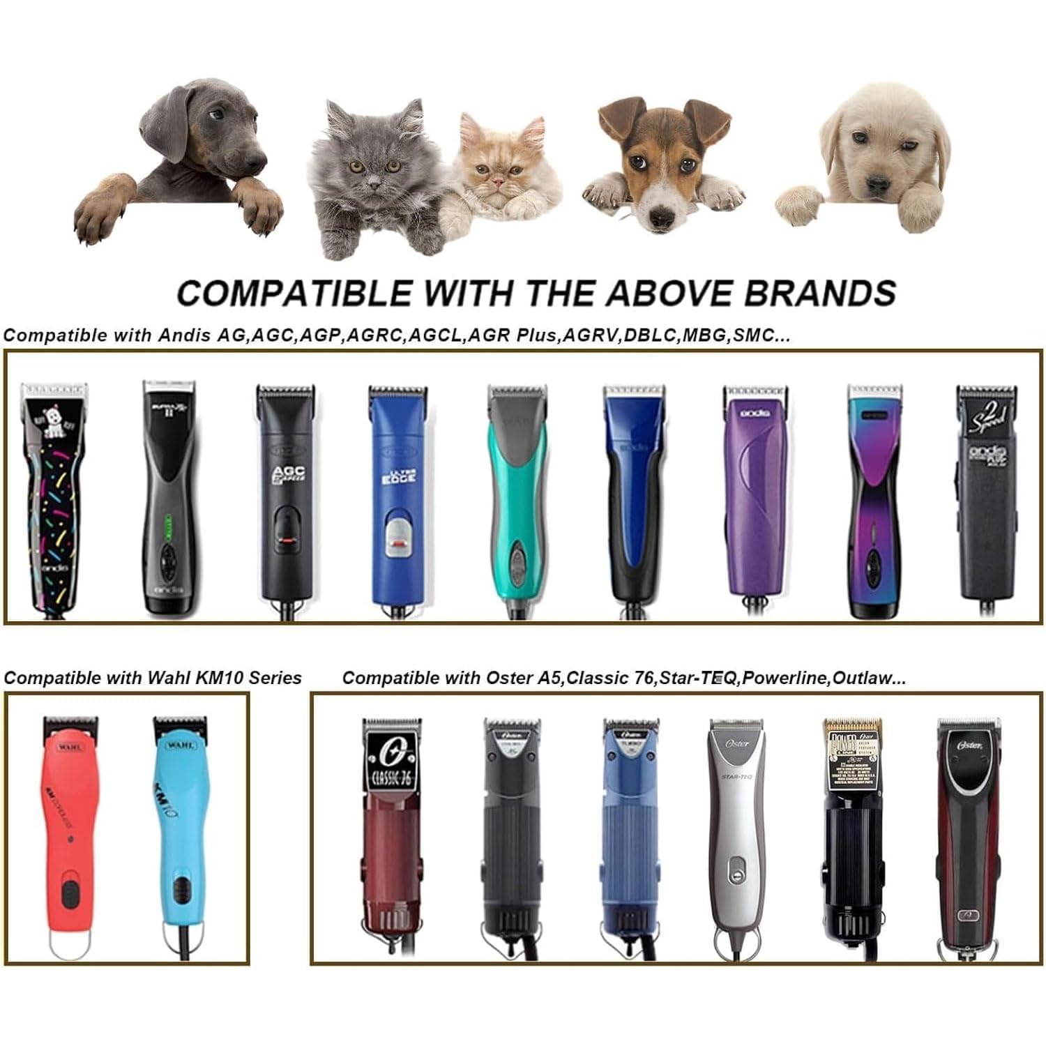 5Pcs Wide Blades For Dog Grooming Blades Compatible With Andis Dog Clippers,Dog Clipper Blades Compatible With Oster A5,Wahl Km1