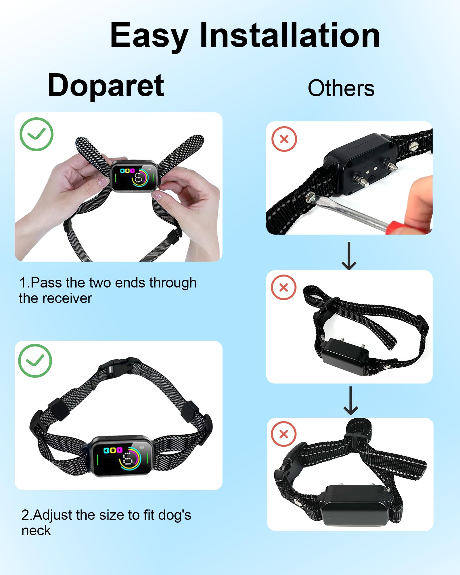 Doparet Shock Collar Replacement Strap, Adjustable Heavy Duty Replacement Collar Strap, Reflective Nylon Collar For Shock Traini