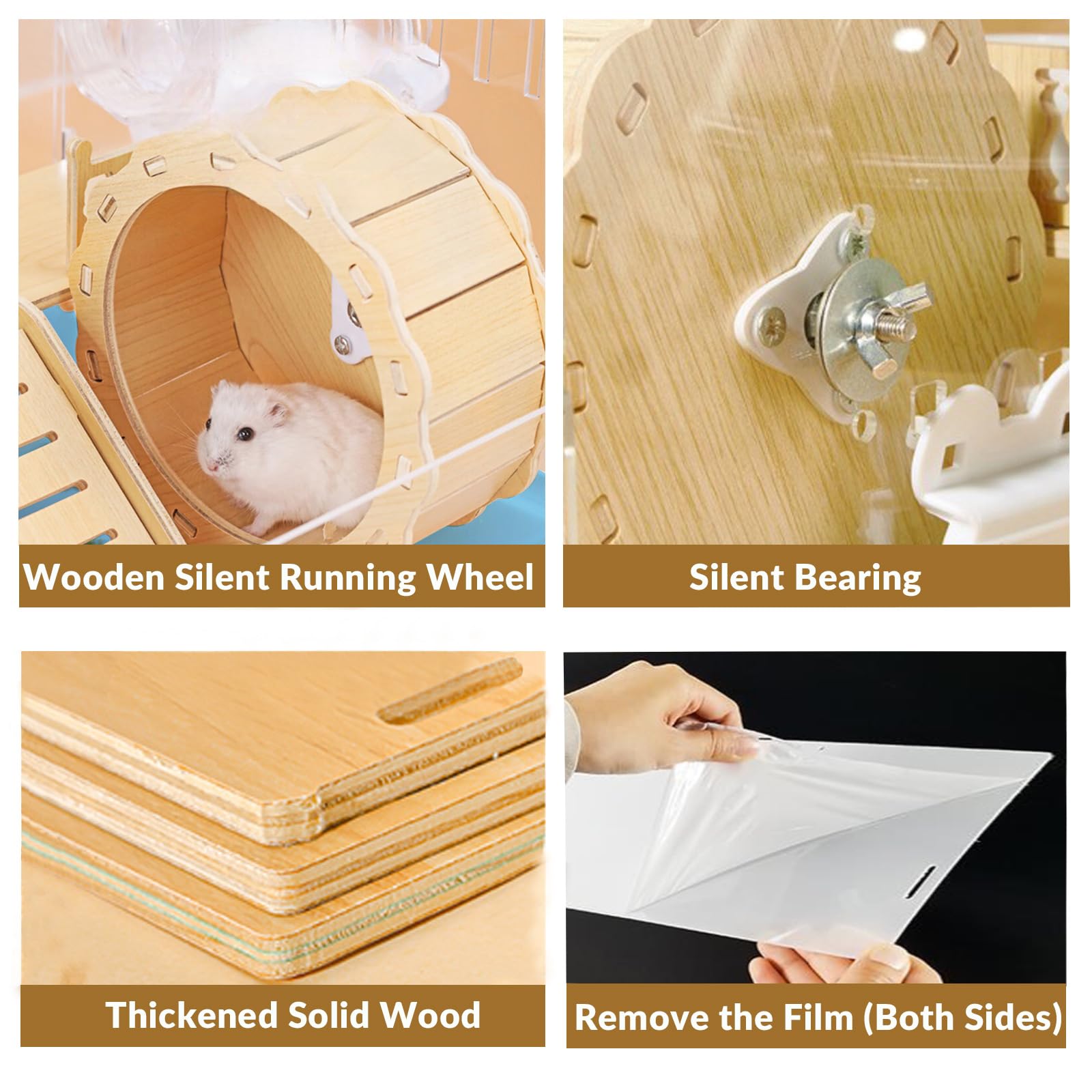 Cycodo 8 In 1 Acrylic Hamster Cage,Wooden Small Animal Cage With Accessories & Toys,2-Layer Small Pet House For Dwarf Hamsters,M