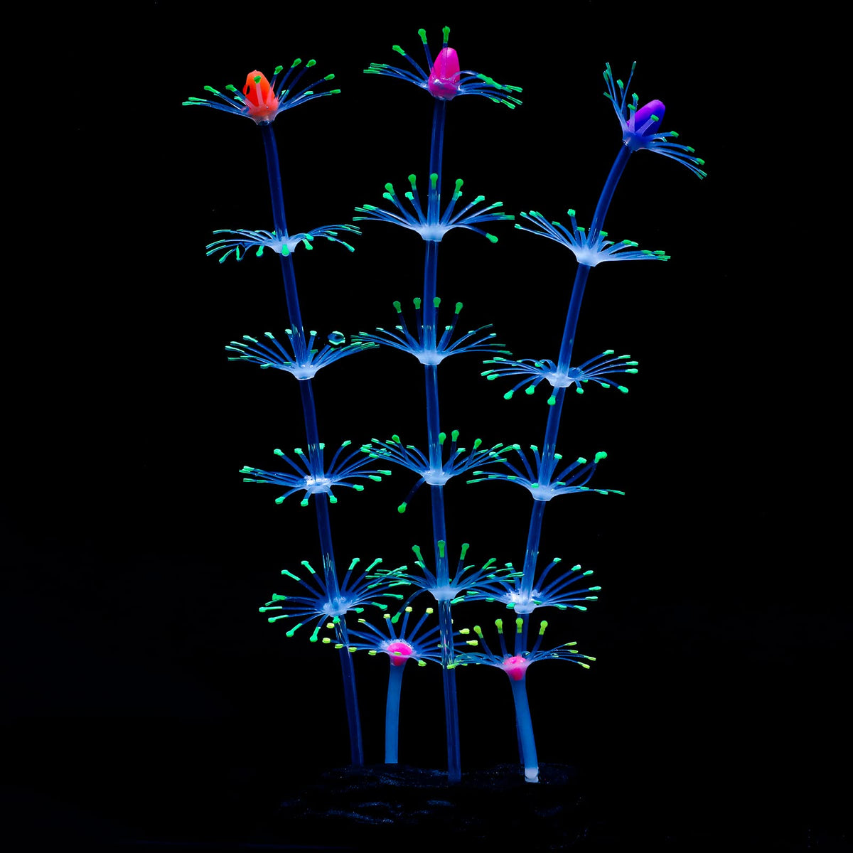 Uniclife Strip Coral Plant Ornament Glowing Effect Silicone Artificial Decoration For Fish Tank, Aquarium Landscape - Green