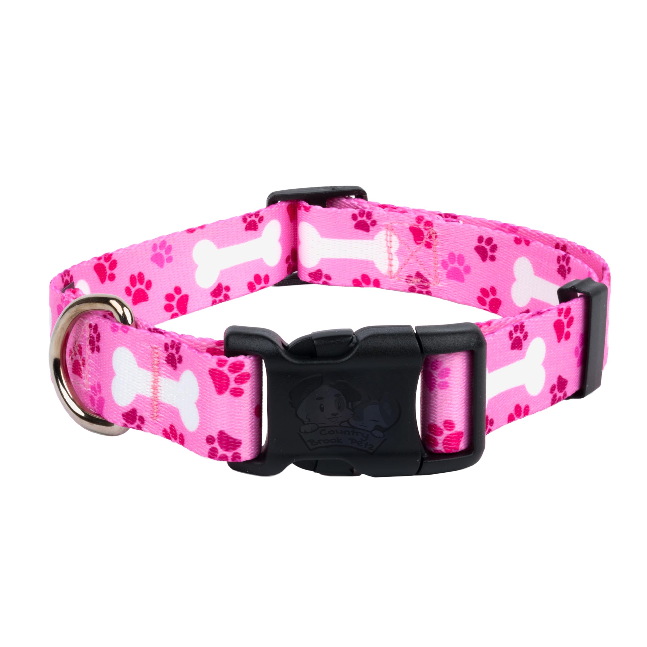 Country Brook Petz - Deluxe Pink Oh My Dog Dog Collar - Made In The U.S.A. - Dog'S Life Collection Featuring Playful Designs (1 
