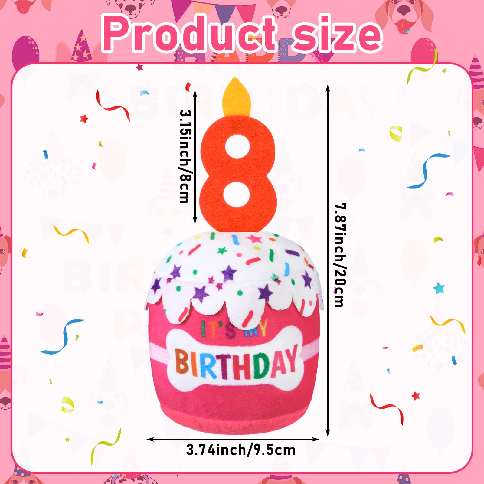 Dansydaisy Dog 8Th Birthday Cake Toy Accessories For Girl Boy Gifts, Pink Squeaky Plush Toy For Dog Birthday Party Decor Favor F