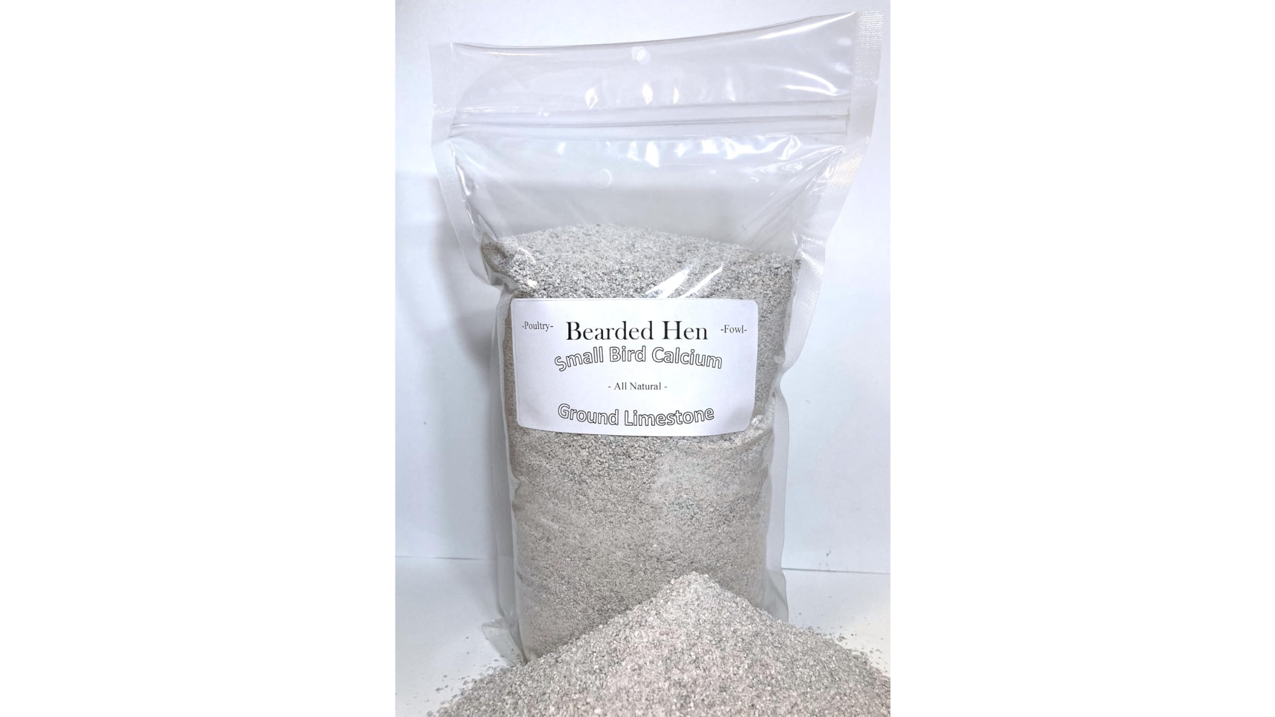 Bearded Hen - Small Bird Calcium Carbonate - Fine Ground All Natural Limestone - Egg Strength - Pullet, Quail, Pigeon, Parakeet,