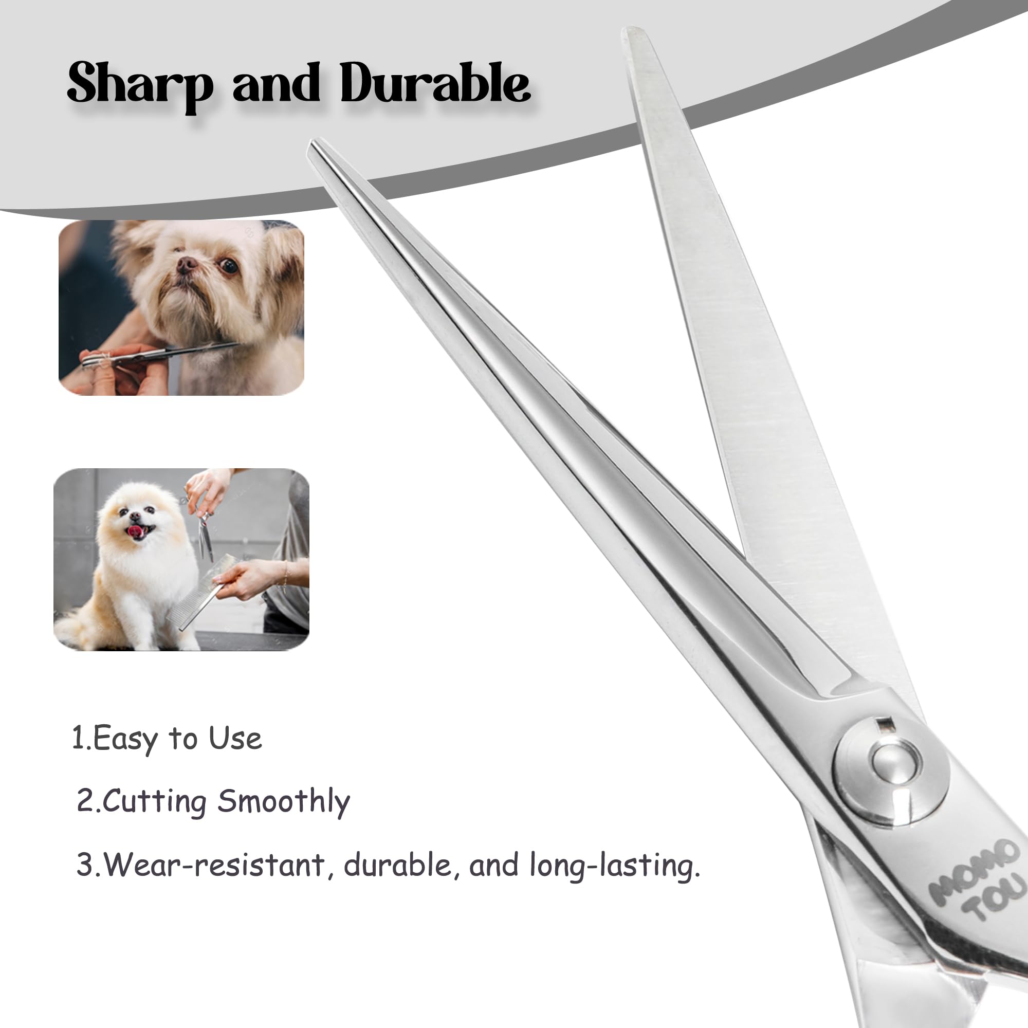 Momotou Dog Grooming Scissors 5 Inch Small Straight Scissors Super Light Professional 440C Stainless Steel Pet Shears For Trimmi