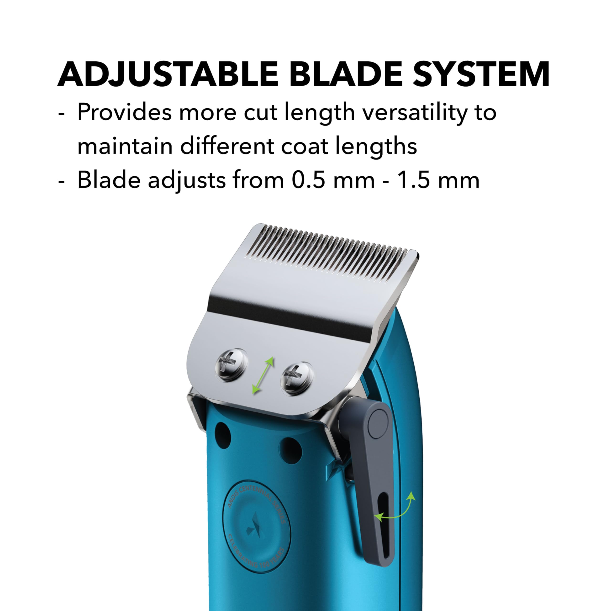 Andis Easy Clip Adjustable Blade Corded Dog Clipper, 11 Piece Kit, Lightweight, Powerful Motor, Blue, 560814