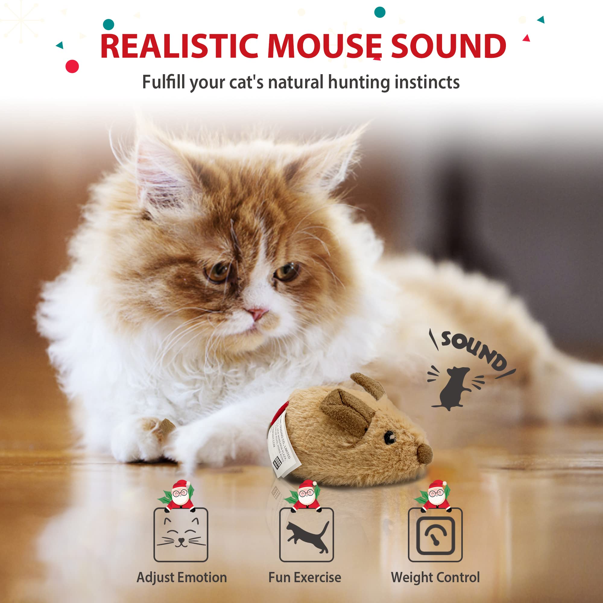 Gigwi Interactive Cat Toy Mouse, Moving Automatic Cat Toys Mice Electronic With Furry Tail, Automatic Squeaky Cat Toys For Kitte