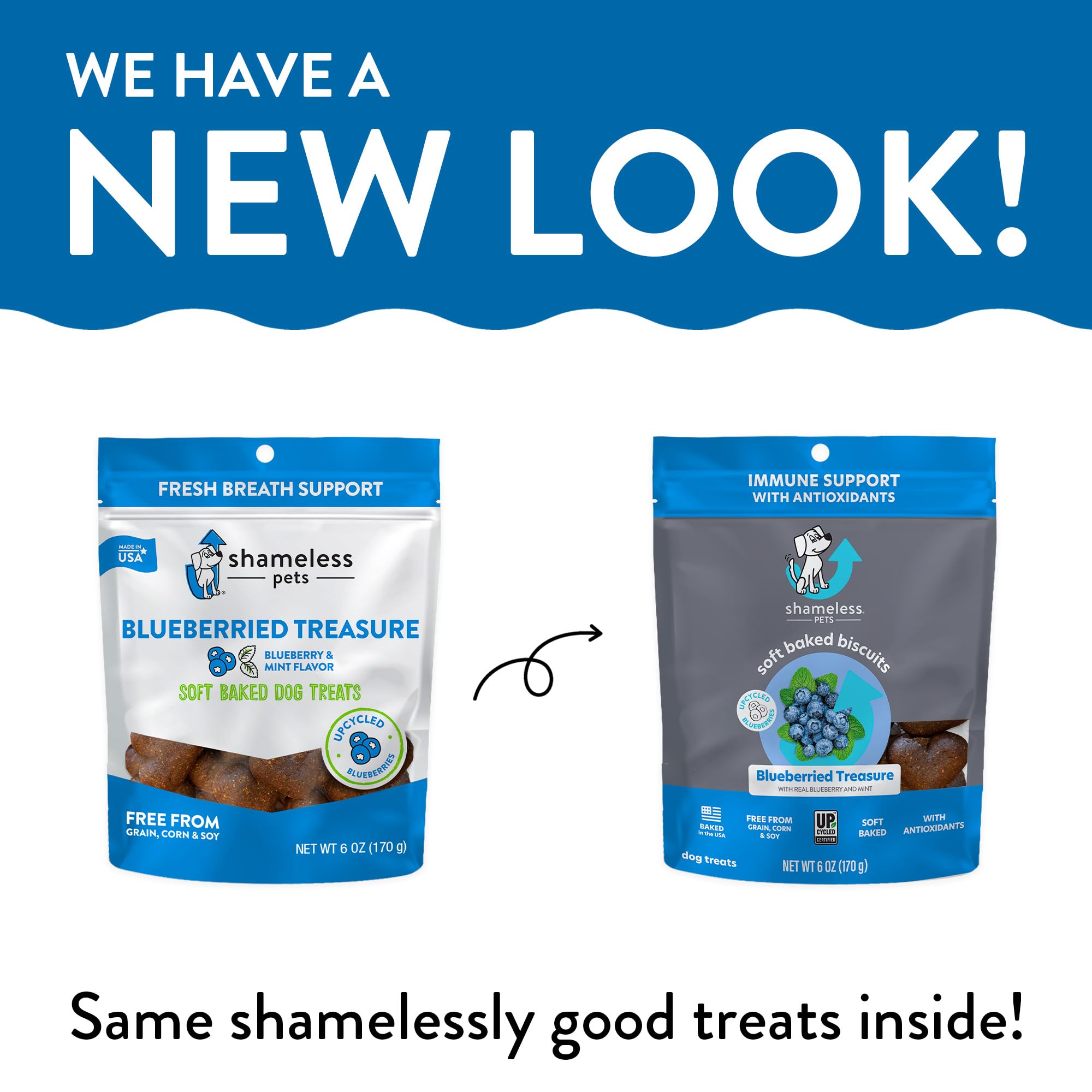 Shameless Pets Soft-Baked Dog Treats, Blueberried Treasure - Natural & Healthy Dog Chews with Mint for Immune Support - Made in