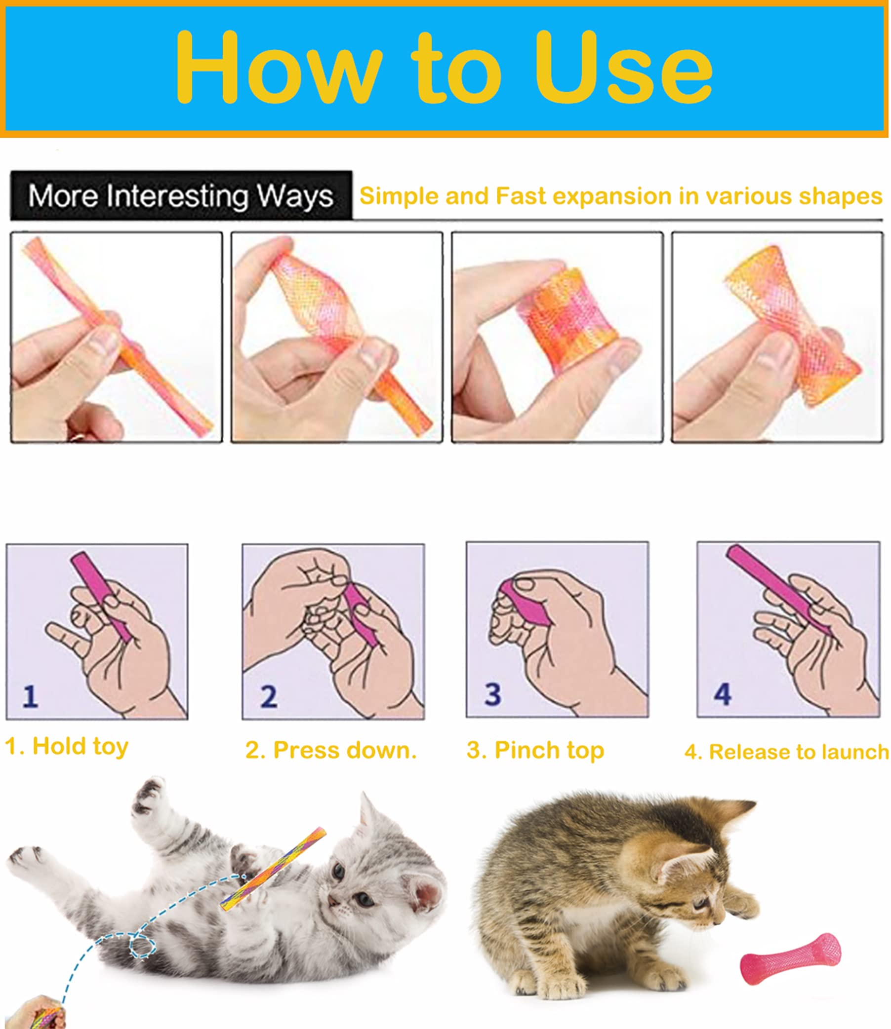 Fashion'S Talk 49Pcs Cat Spring Toy For Kitten Catnip Bag Mesh Tubes Spring Cat Toy Bulk For Indoor Cats Kitty