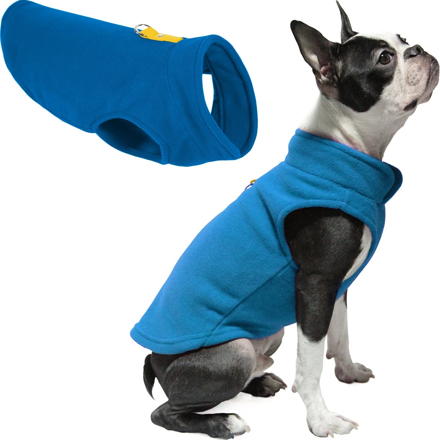Gooby Fleece Vest Dog Sweater - Deep Blue, Small - Warm Pullover Fleece Dog Jacket With O-Ring Leash - Winter Small Dog Sweater Coat - Cold Weather Dog Clothes For Small Dogs Boy Or Girl