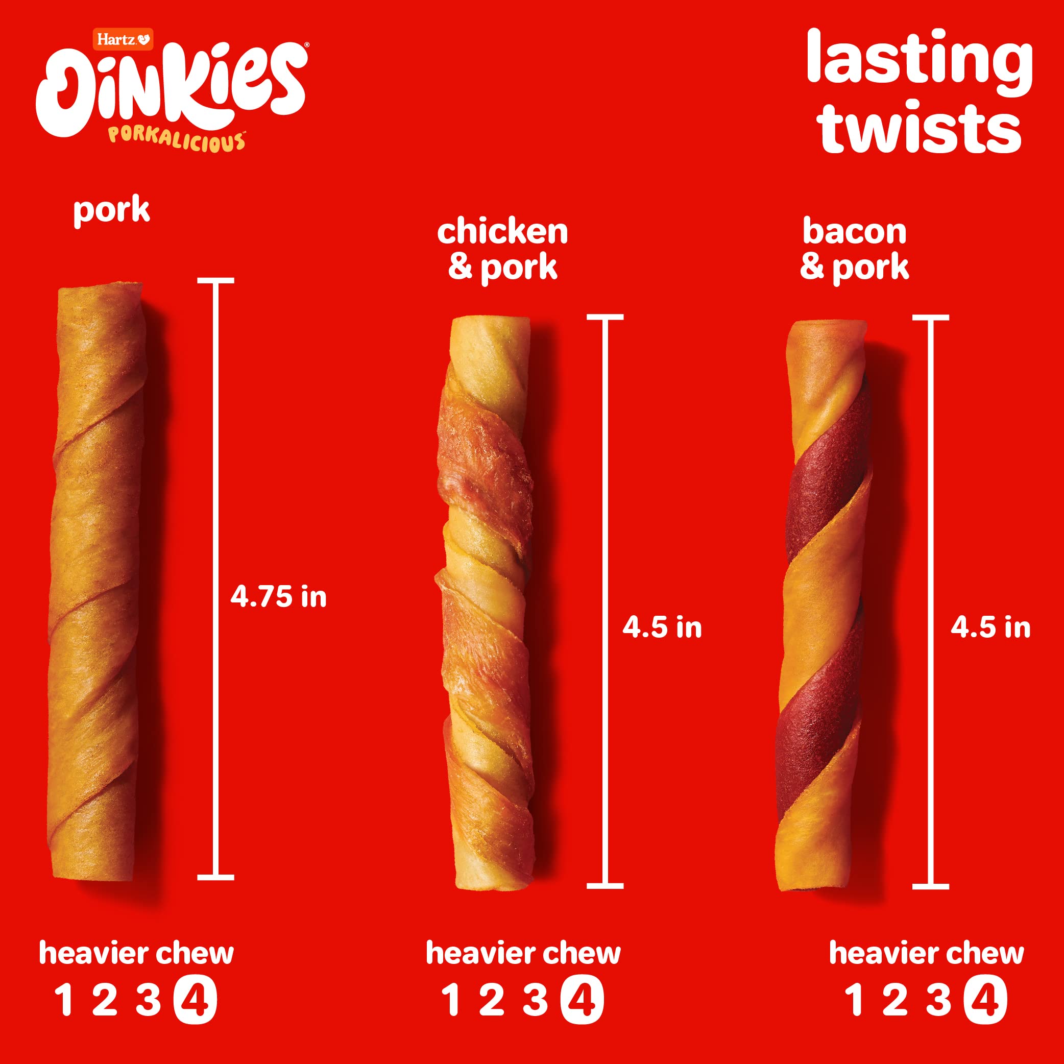 Hartz Oinkies Pig Skin Twists 3 (10 Pack)