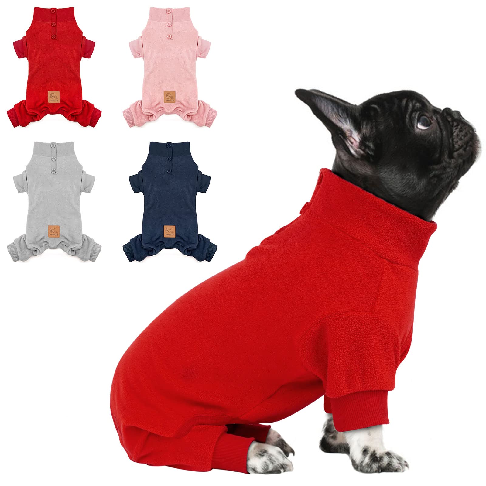 Cyeollo Dog Pajamas Turtleneck Thermal Dog Pjs Fleece Stretchy Jumpsuits Dog Winter Warm Clothes Medium Dog Pajamas For Cold Weather Color Red