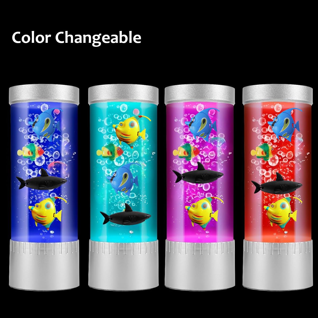 RABOW RUN Fish Lamp Aquarium Artificial Fish Tank Bubble Color-Changing Mood Light Decorations for Home Office Decor Great Gifts