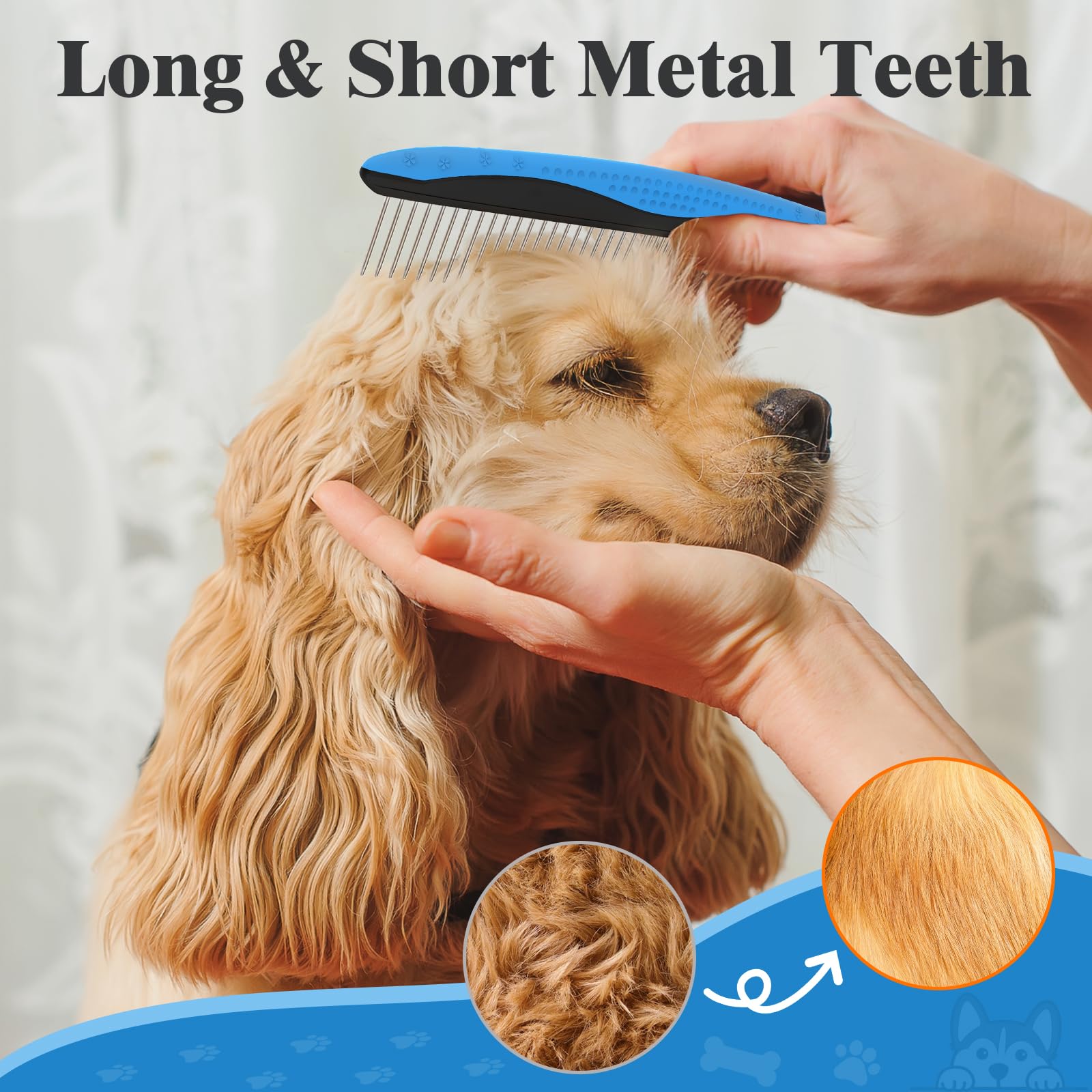 3PCS Dog Grooming Kit - Deshedding Dog Brush, Self Cleaning Slicker Brush, Bath Brush and Comb, Suitable for Hair Removal and Ba