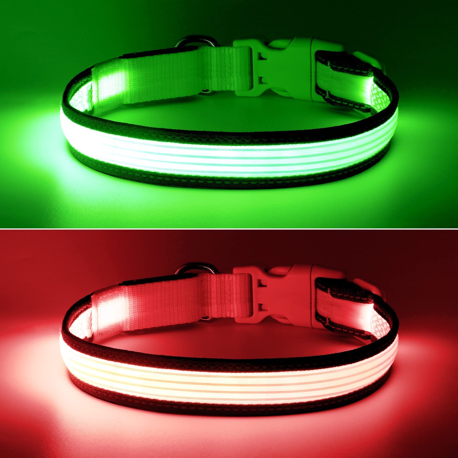 Yfbrite Full Adjustbale Led Dog Collar, Full Illuminated Light Up Dog Collars, Reflective Dog Collar Light Glowing In The Dark For All Dogs Safety (Small, Green-2)