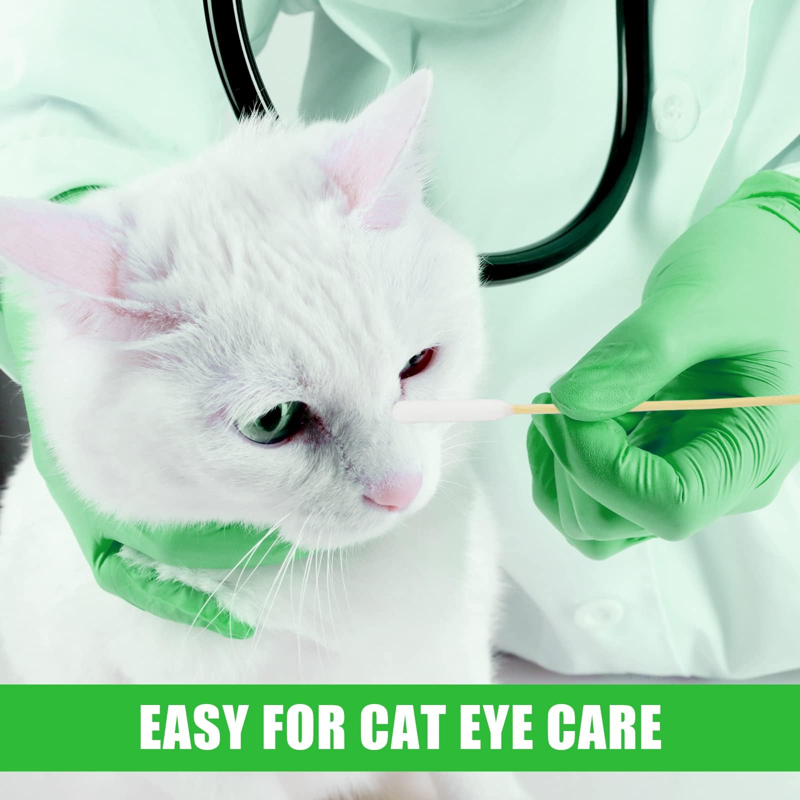 AkoSlale Long Cotton Swabs for Dog Ear Cleaning, 500pcs, 4.7 Inch Biodegradable Cotton Tips, Pet Ear Care & Wound Treatment, Eco