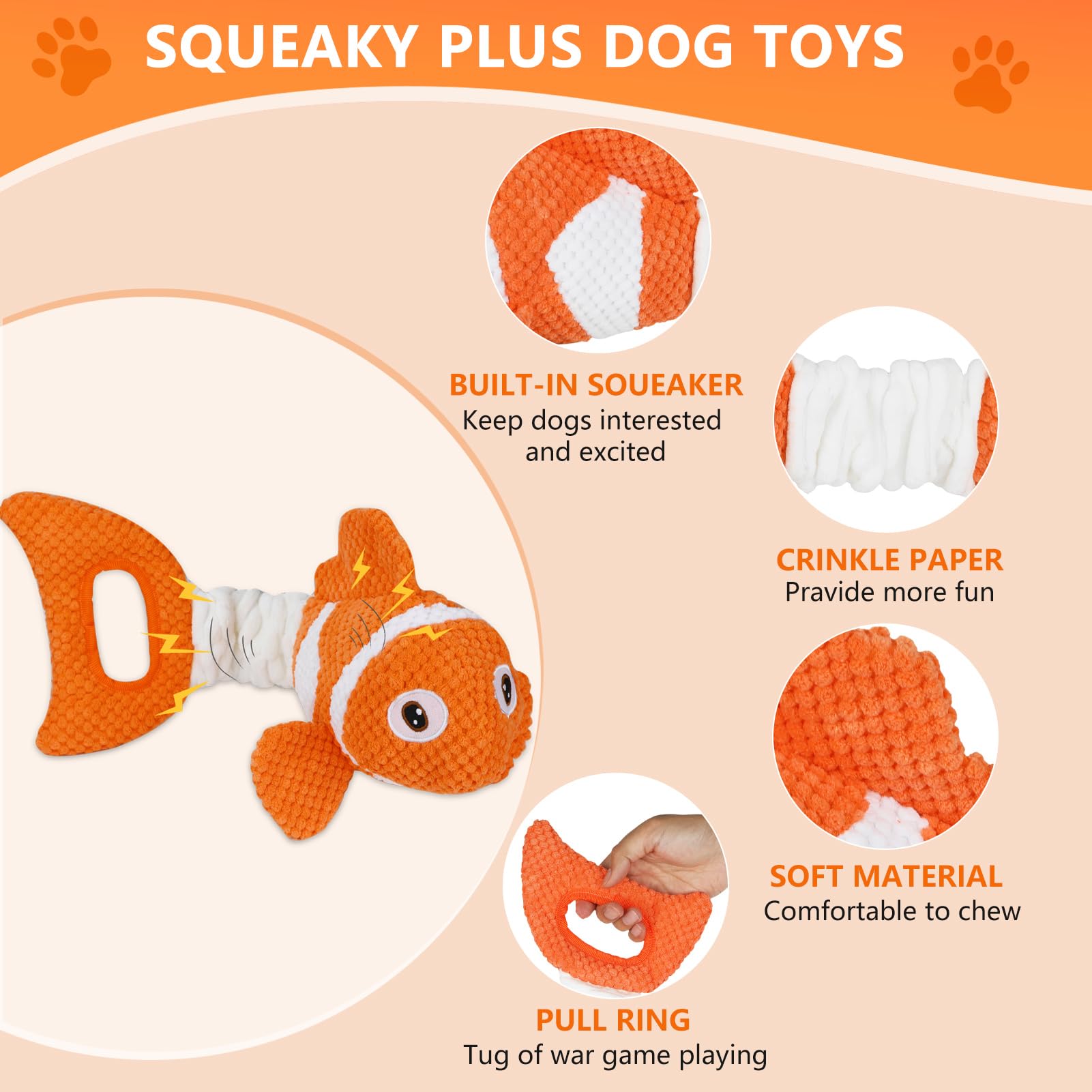 Molantaule Squeaky Dog Toys, Durability Interactive Tug Of War Puppy Toys For Indoor And Outdoor Play - Stuffed Pet Dog Toys Wit
