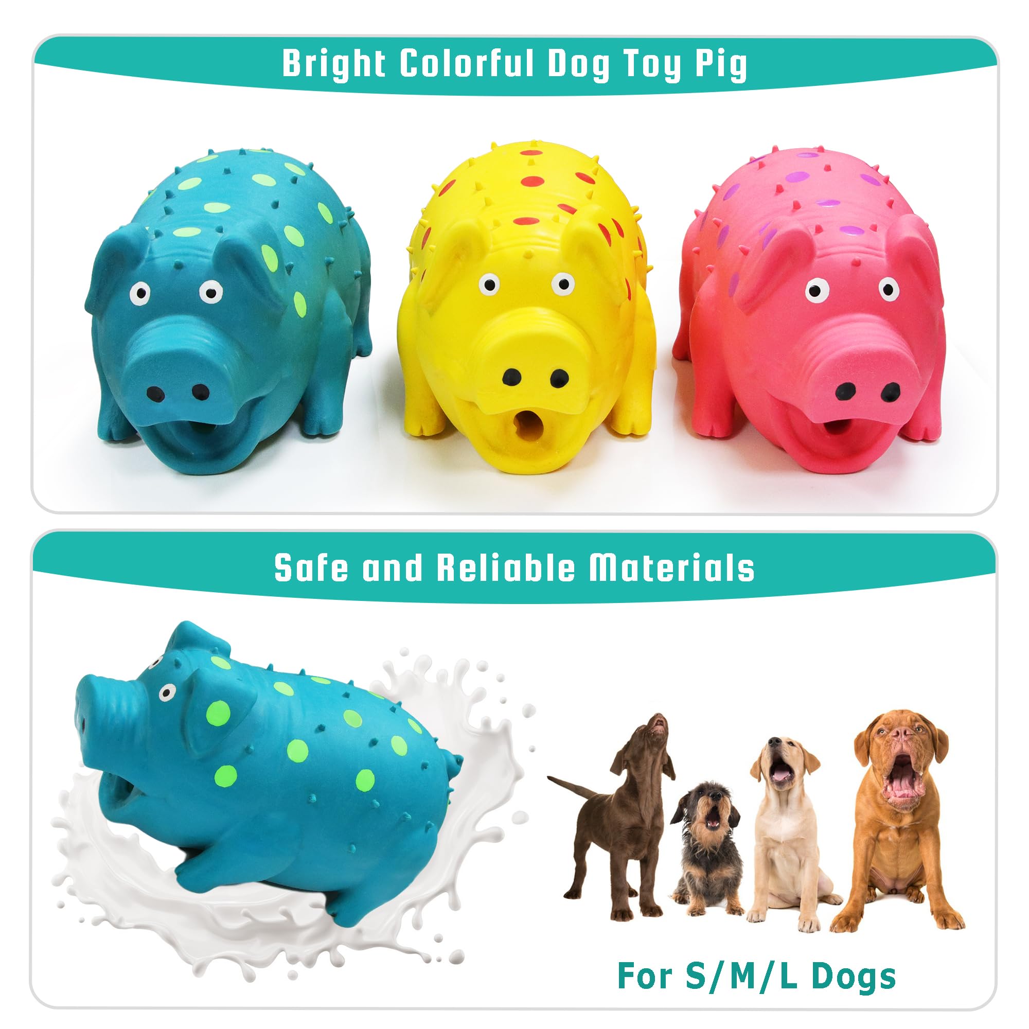Llspet Squeaky Pig Dog Toy That Oinks, Latex Pig 8 Inch Grunting Dog Toys, Durable Dog Chewing Toys For Small Medium Large Dogs(