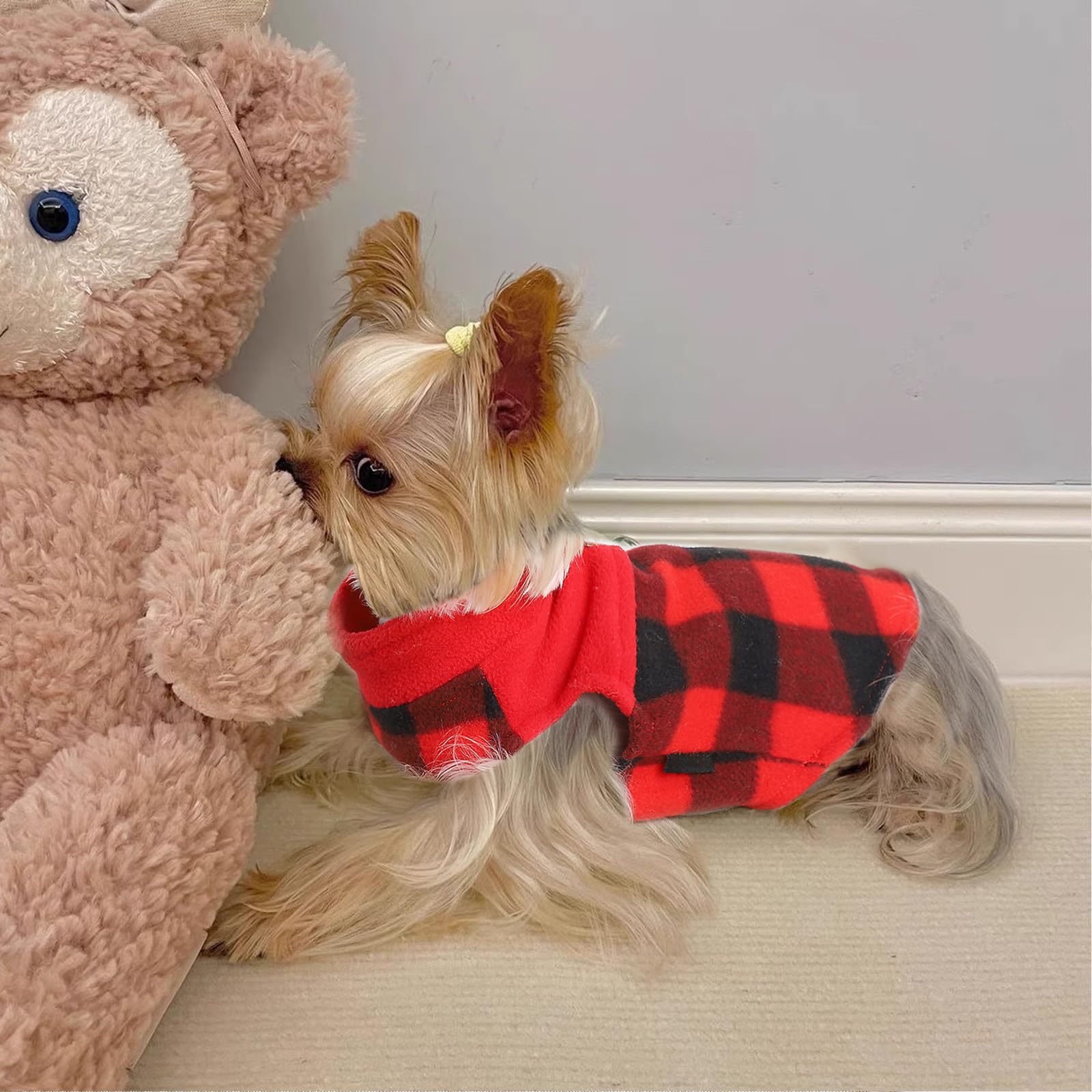 Dog Sweater Vest Fleece Dog Jacket - Winter Dog Clothes For Small Dogs Boy Girl - Dog Sweaters For Small Dogs, Xs, Red