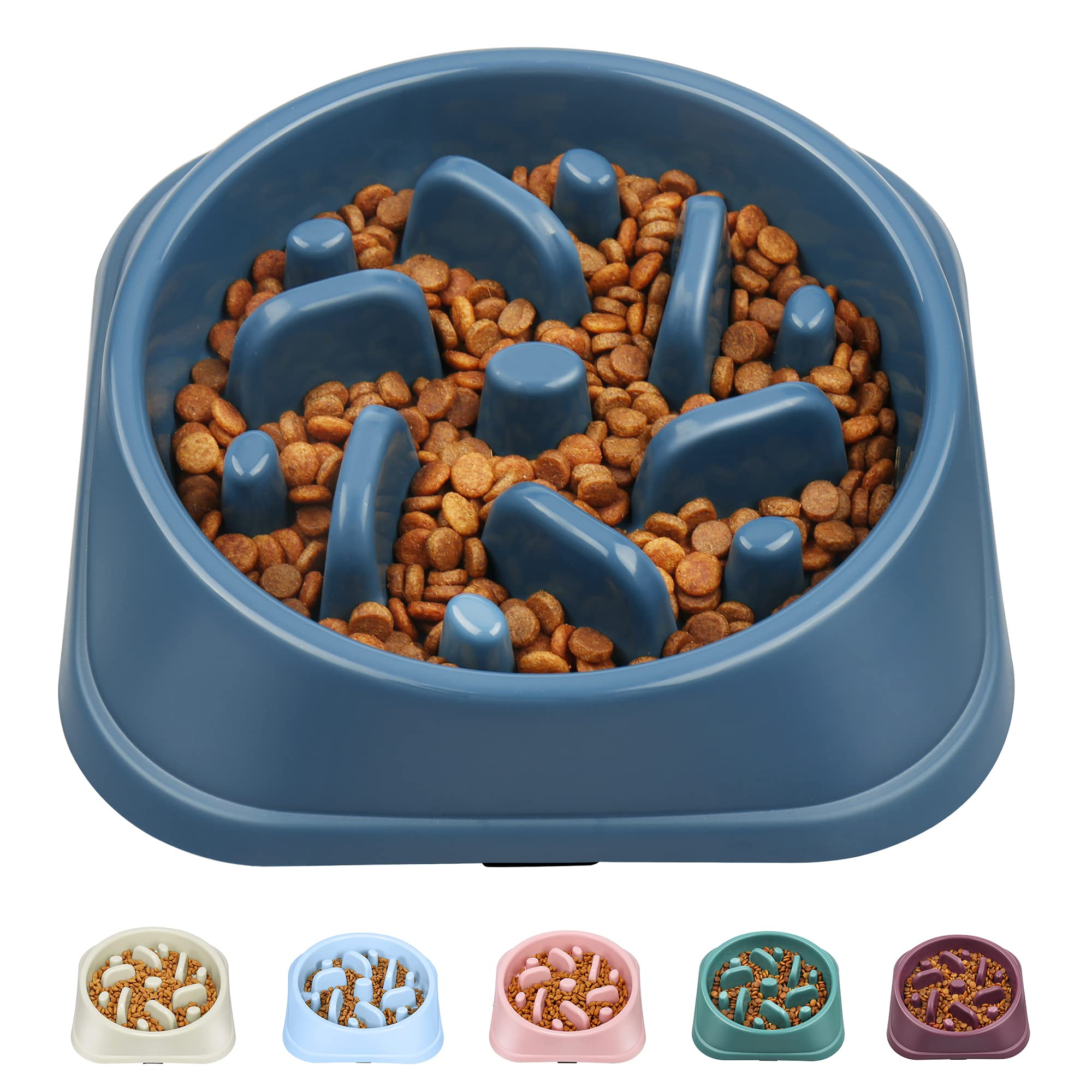 Upsky Slow Feeder Small Dog Puzzle Bowl Feeder - Anti-Slip, Anti-Bloat, Anti-Choking - Deep Blue