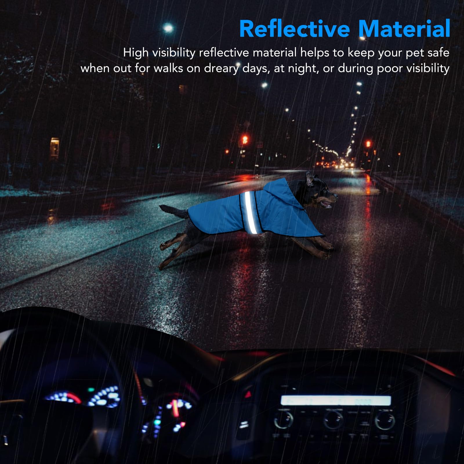 Domagiker Waterproof Dog Raincoats - Adjustable Lightweight Pet Rain Coat Dog Slicker Poncho, Safety Dog Raincoats With Reflecti