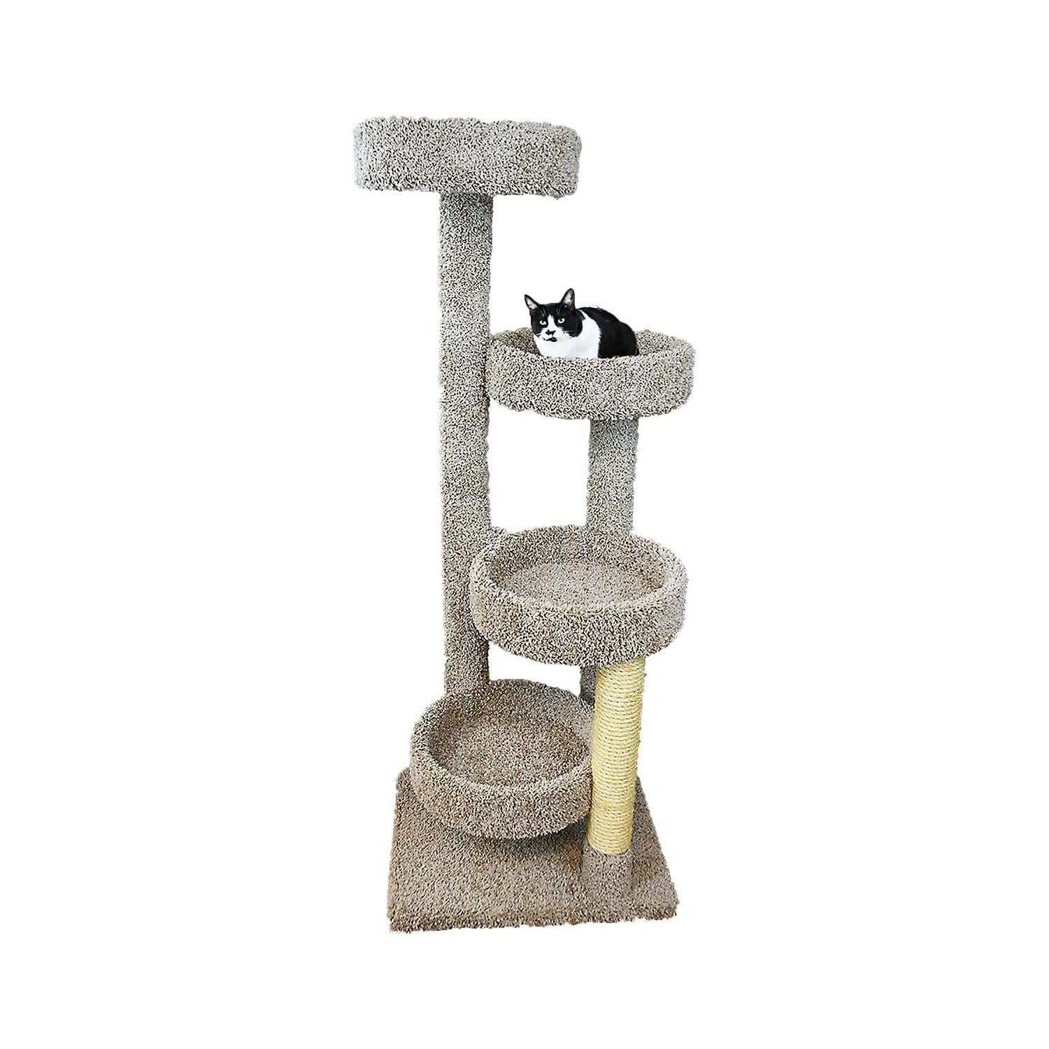 Maykoosh Rustic Romance Large Cat Stairway Neutral Color Solid Wood Cat Playground, Modern Multi-Level Cat Tree Tower For Indoor