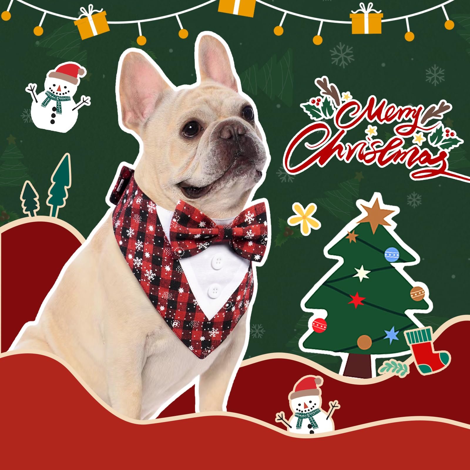 FUAMEY Dog Tuxedo,Formal Dog Bandana Dog Collar with Bow Tie Dog Birthday Costume Adjustable Pet Party Tux Dog Wedding Attire,Do