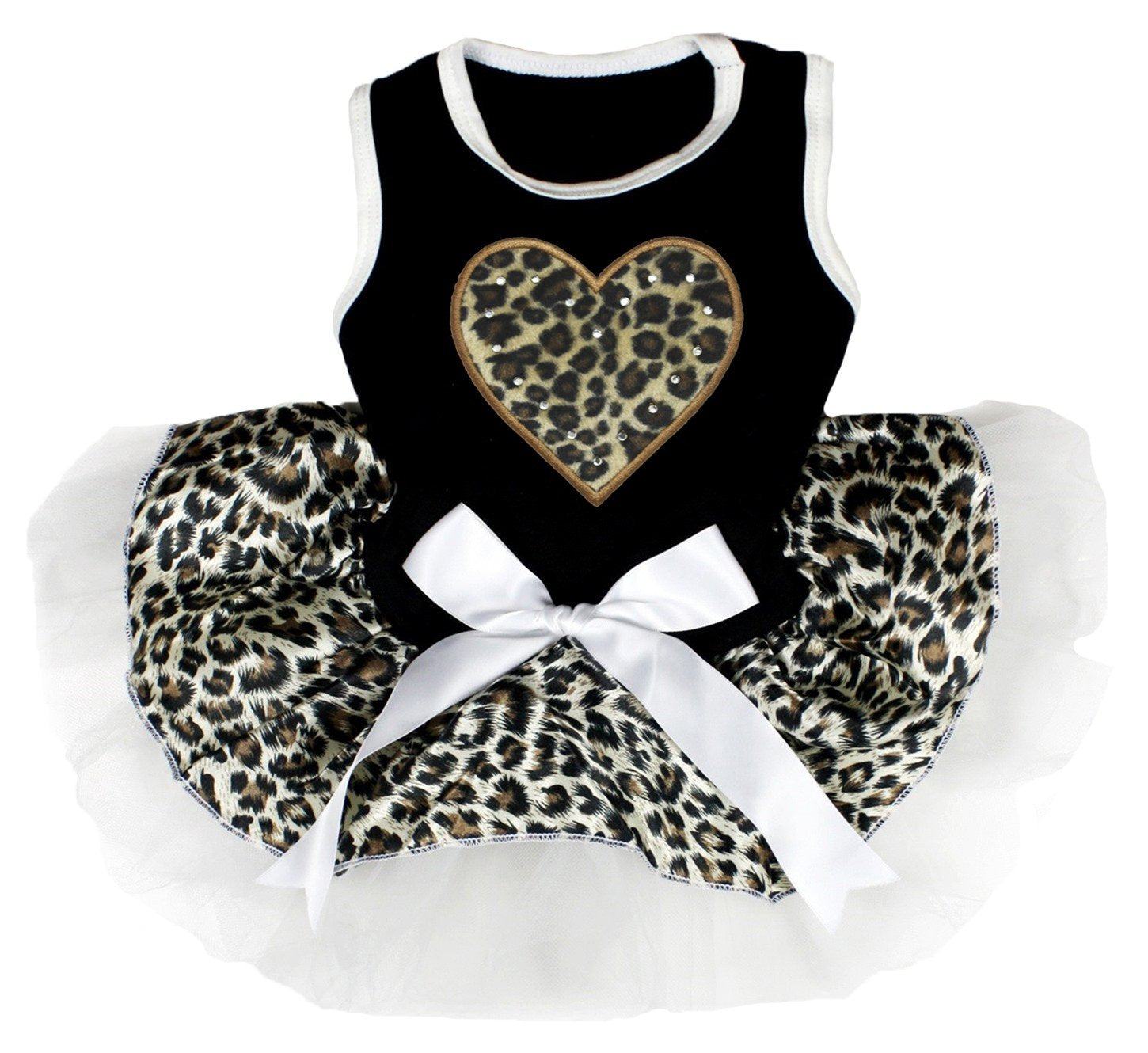 Petitebella Leopard Heart Puppy Dog Dress (Black/White Leopard, Xx-Large)